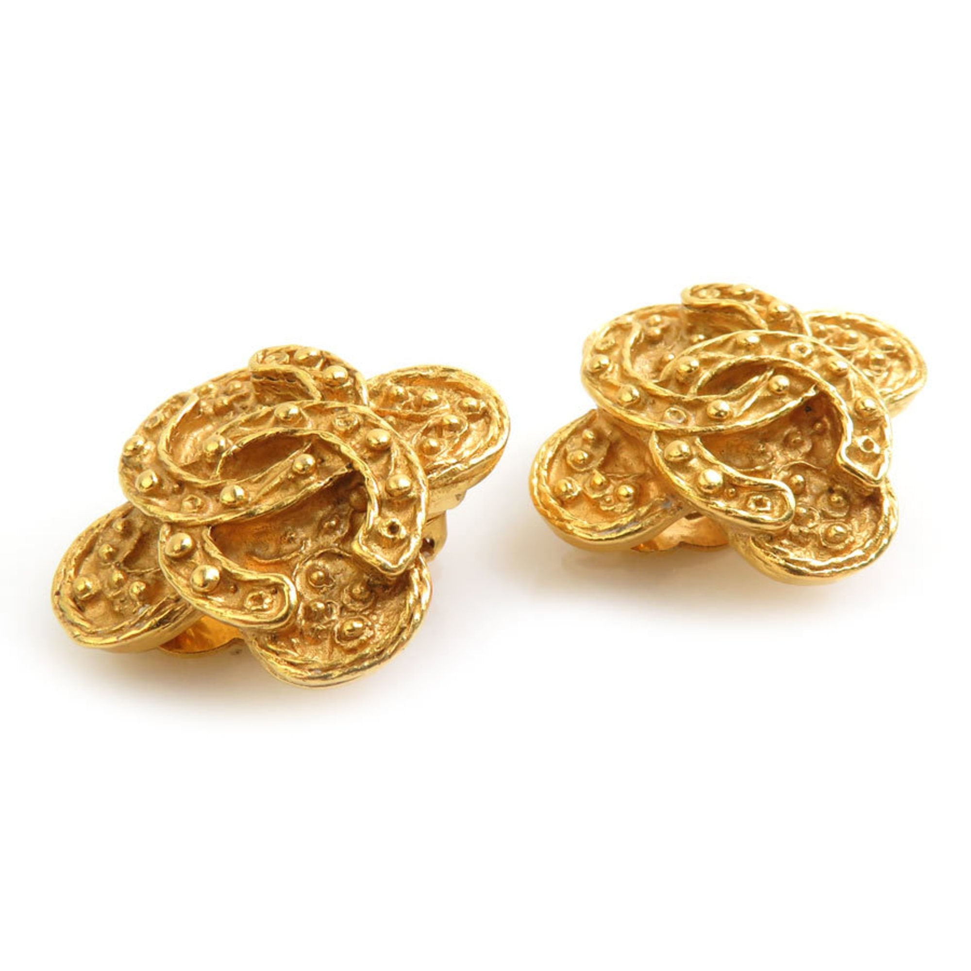 CC Logo Clip-On Earrings Gold-Tone Metal Gold-Tone Metal