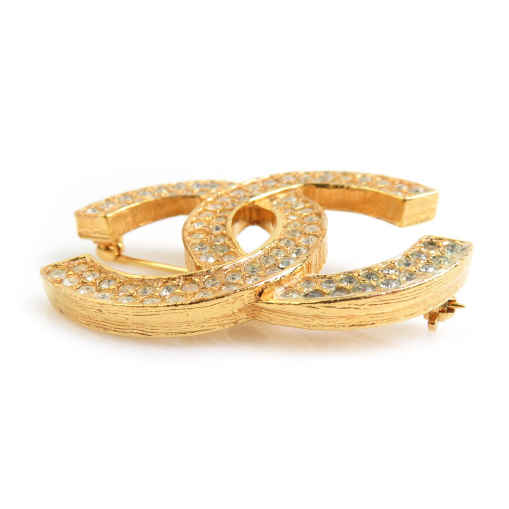 CC Logo Brooch Gold-Tone Metal