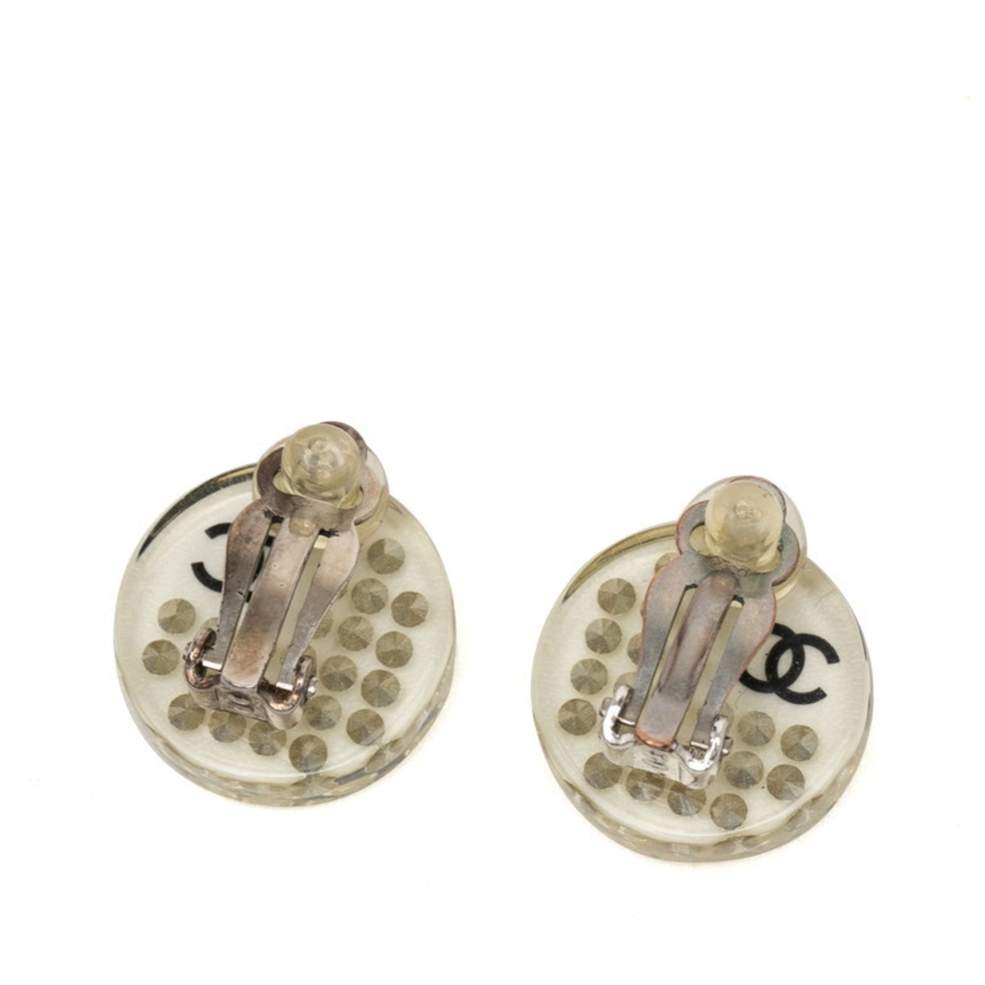 CC Logo Clip-On Earrings Silver-Tone Metal