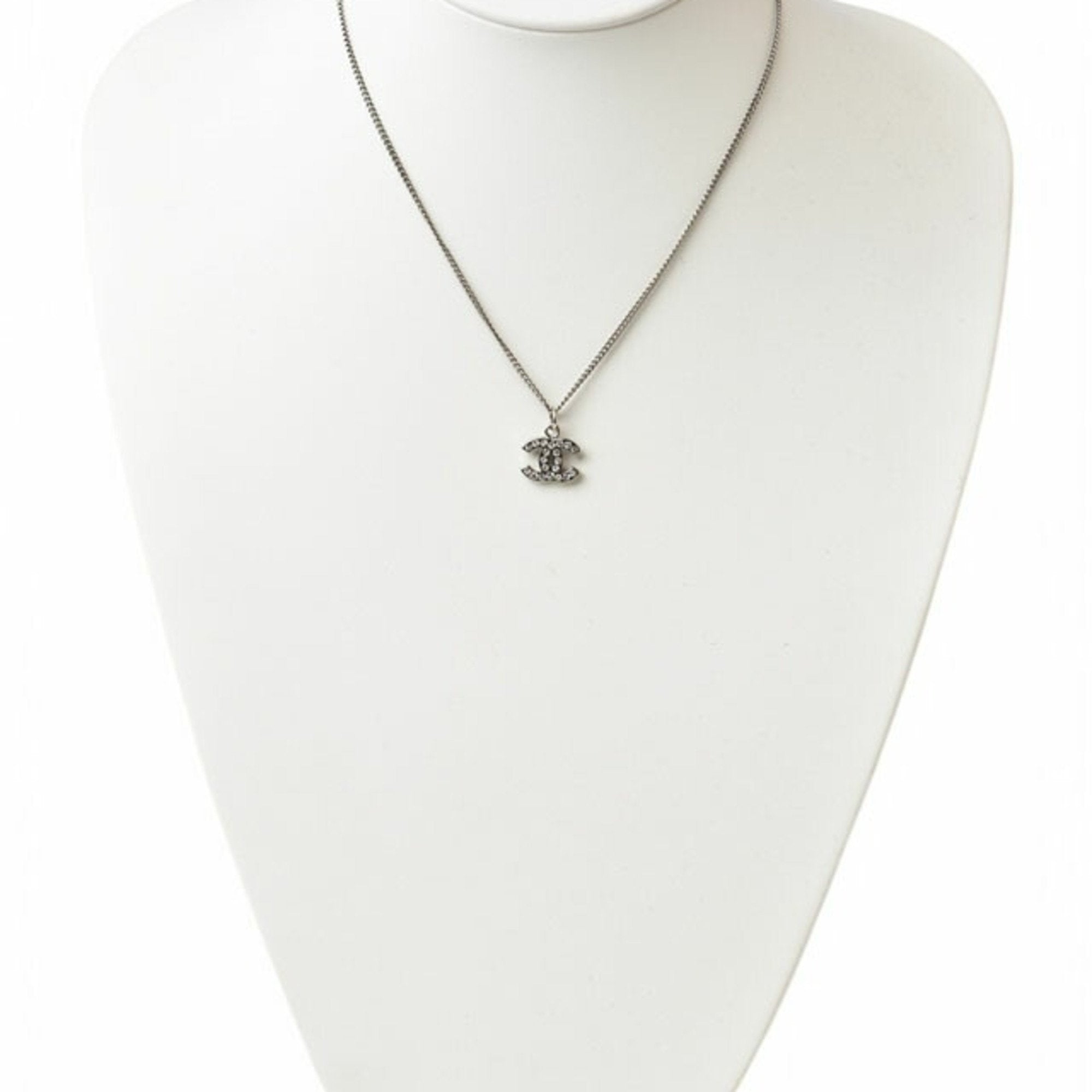 CC Logo Pendant Necklace Silver-Tone Metal