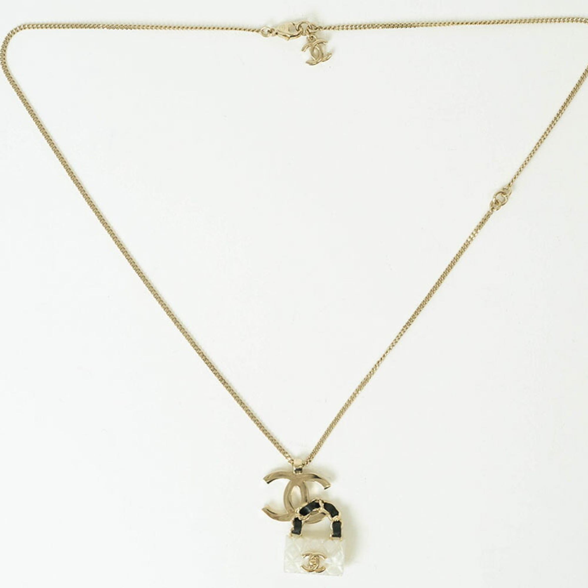 CC Logo Pendant Necklace Gold-Tone Metal