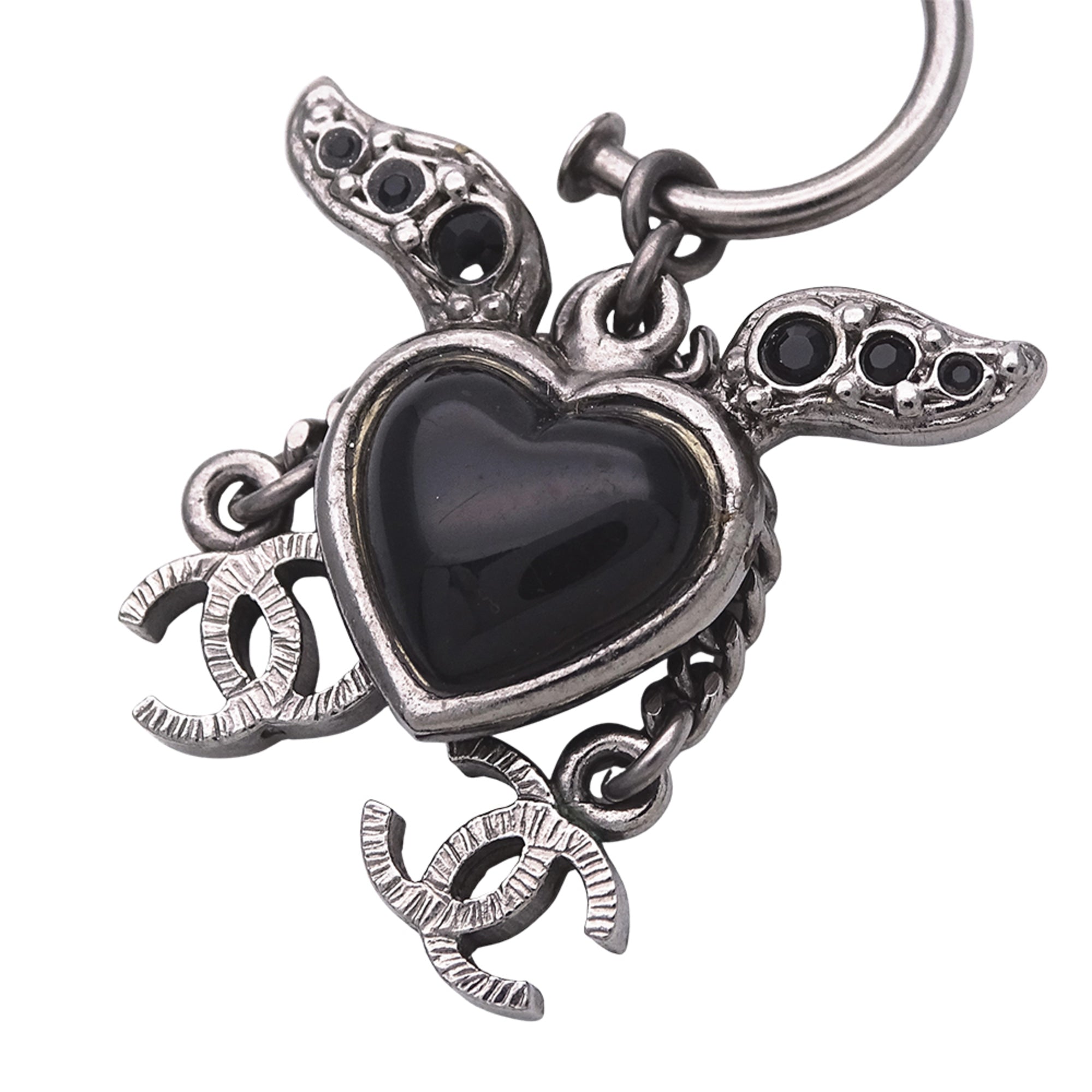 CC Logo Heart Earrings Silver-Tone Metal Silver-Tone Metal