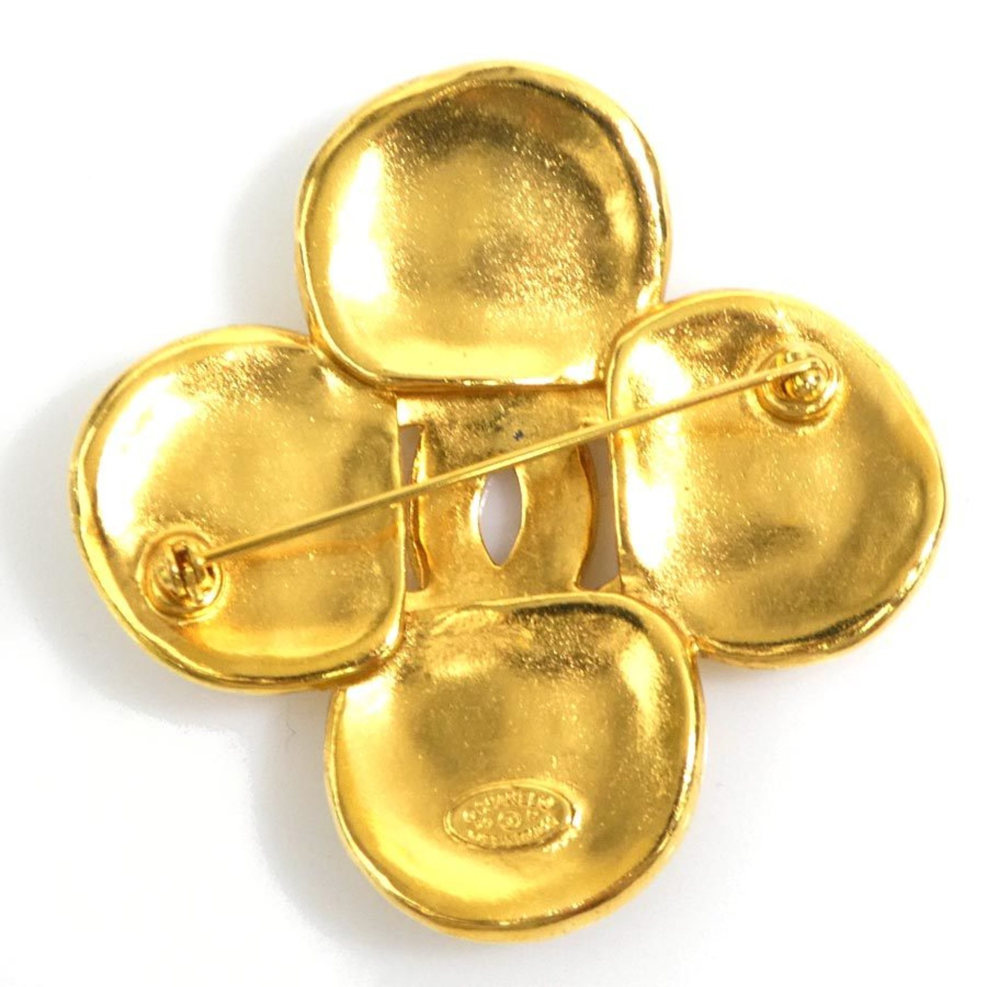 CC Logo Brooch Gold-Tone Metal