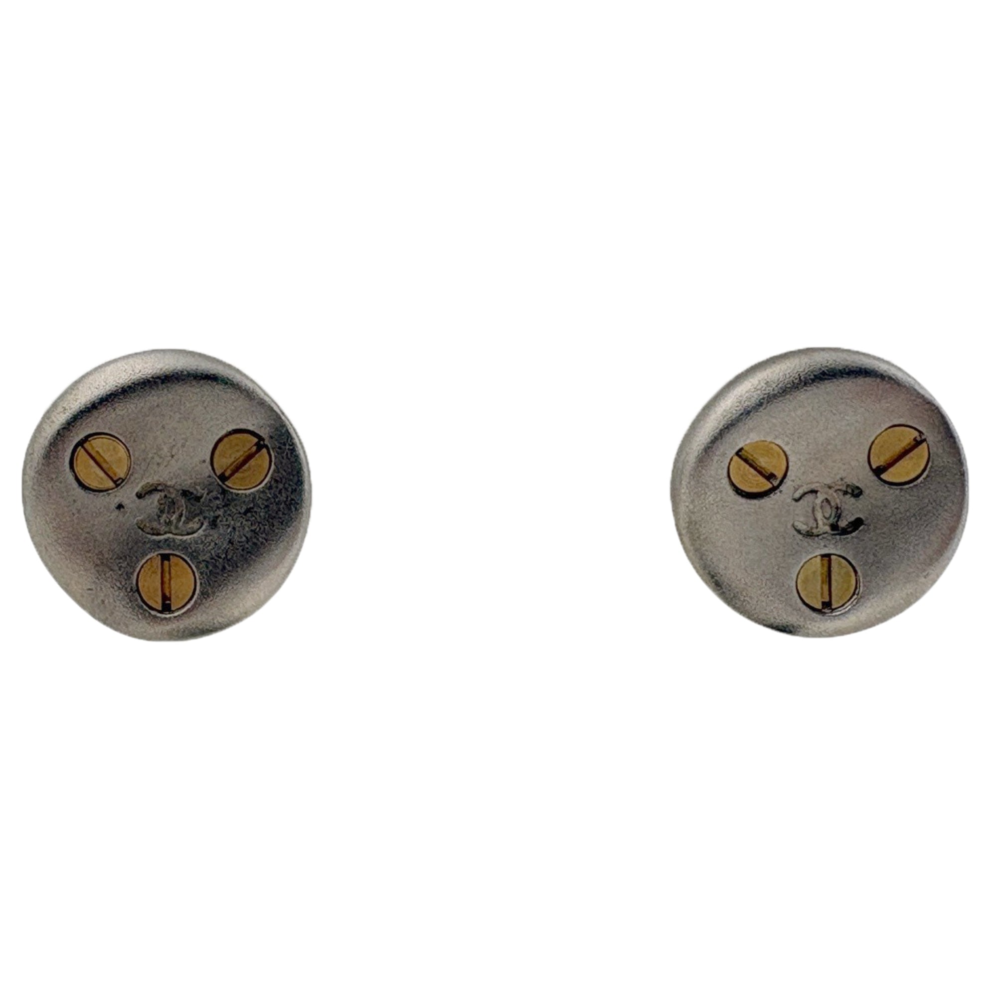 CC Logo Round Earrings Metal Gold-Tone Metal