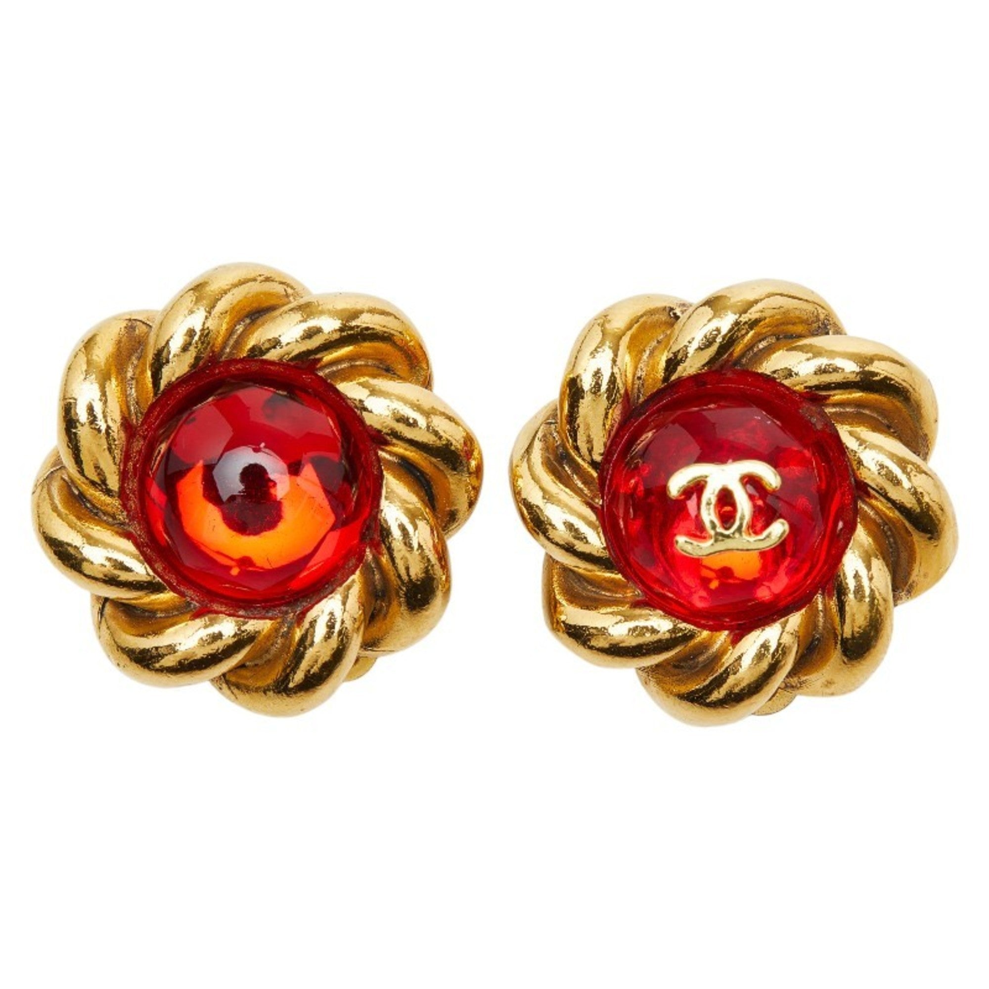 CC Logo Clip-On Earrings Gold-Tone Metal