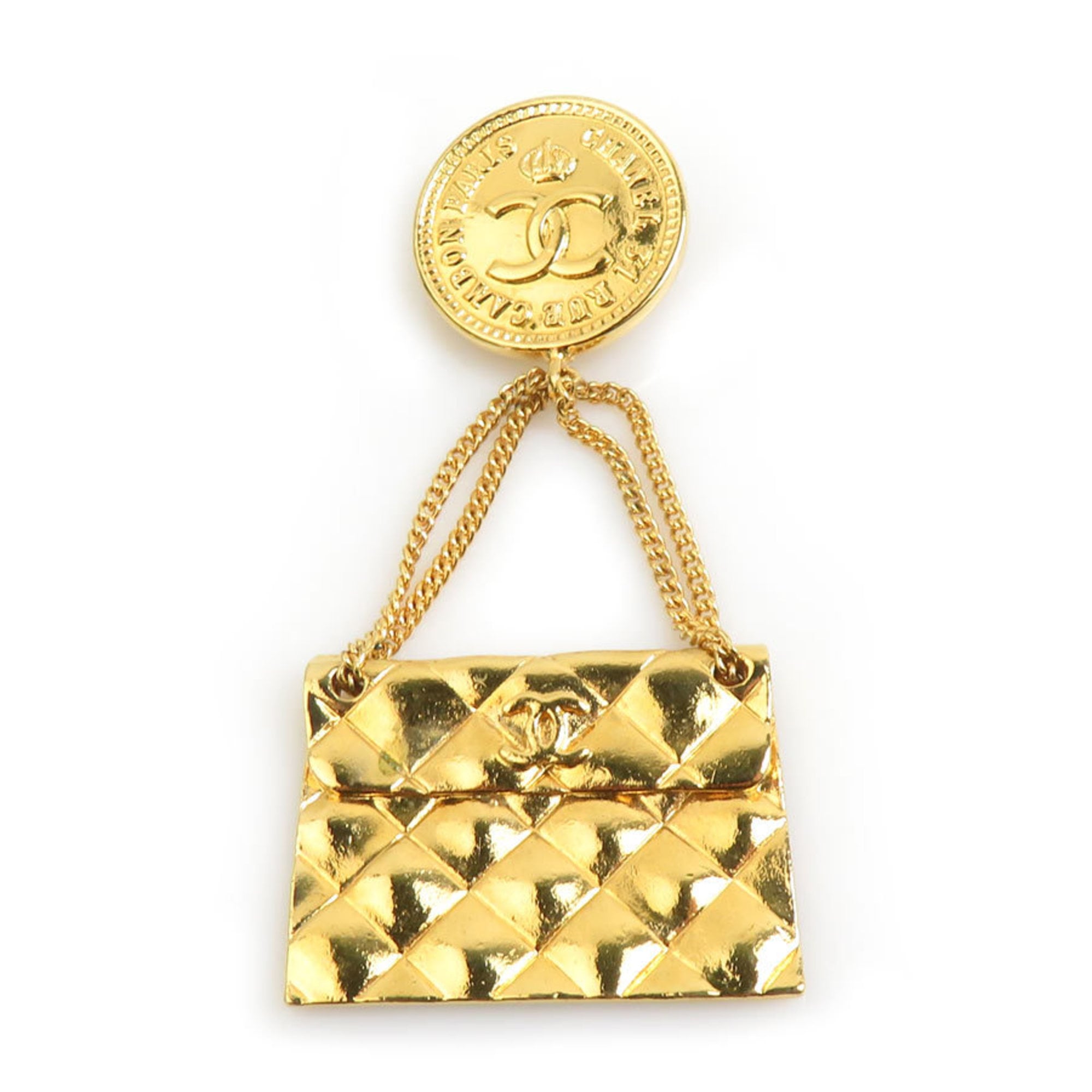 CC Logo Brooch Gold-Tone Metal