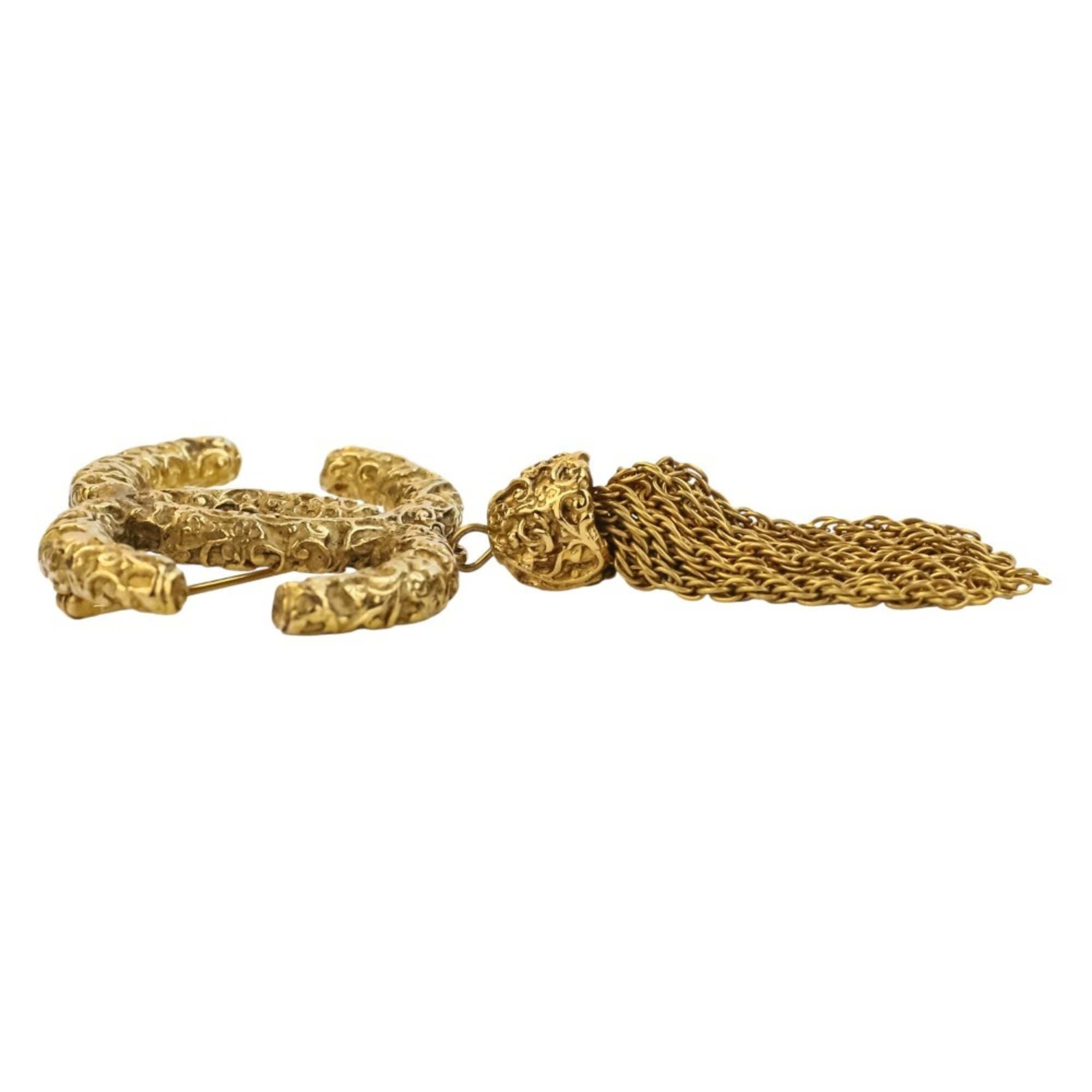 CC Logo Brooch Gold-Tone Metal