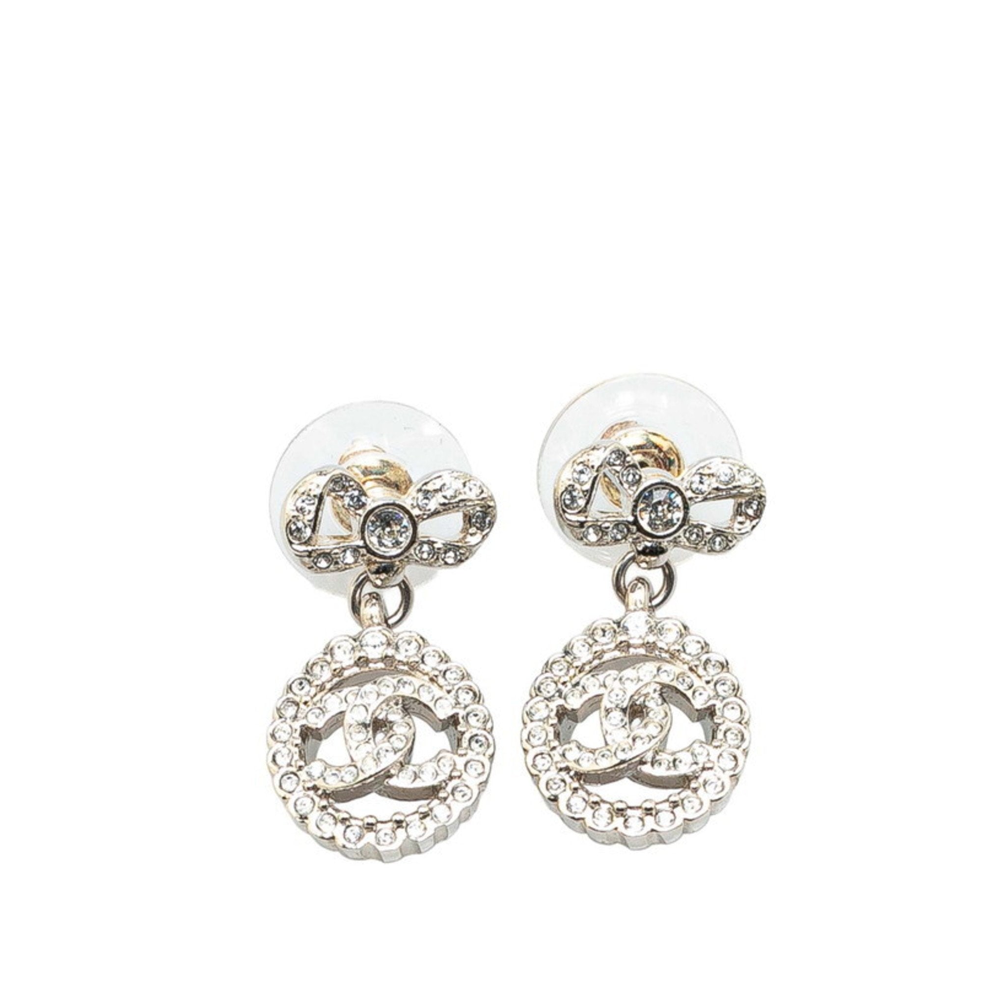 CC Logo Stud Earrings Silver-Tone Metal Silver-Tone Metal
