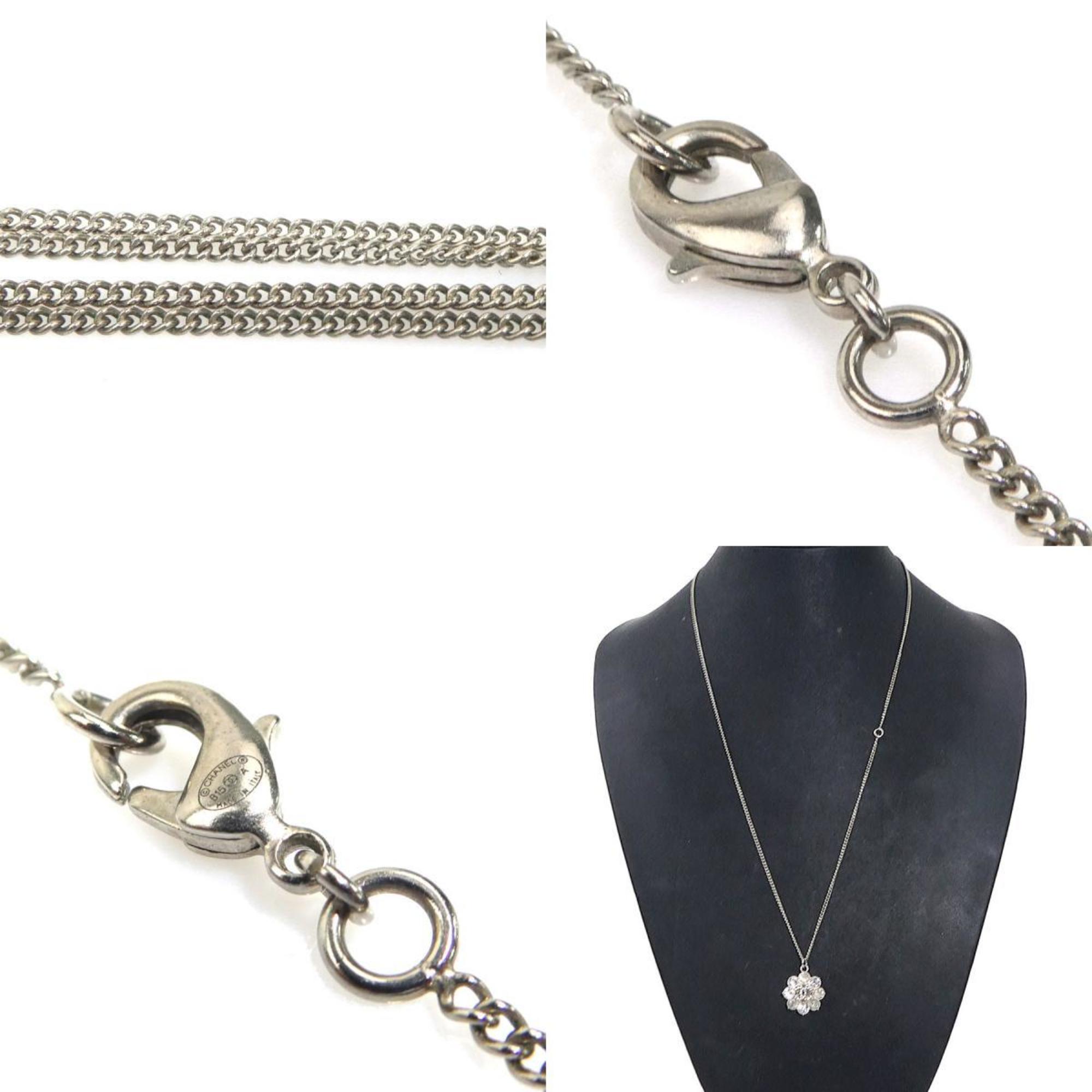 CC Logo Pendant Necklace Silver-Tone Metal