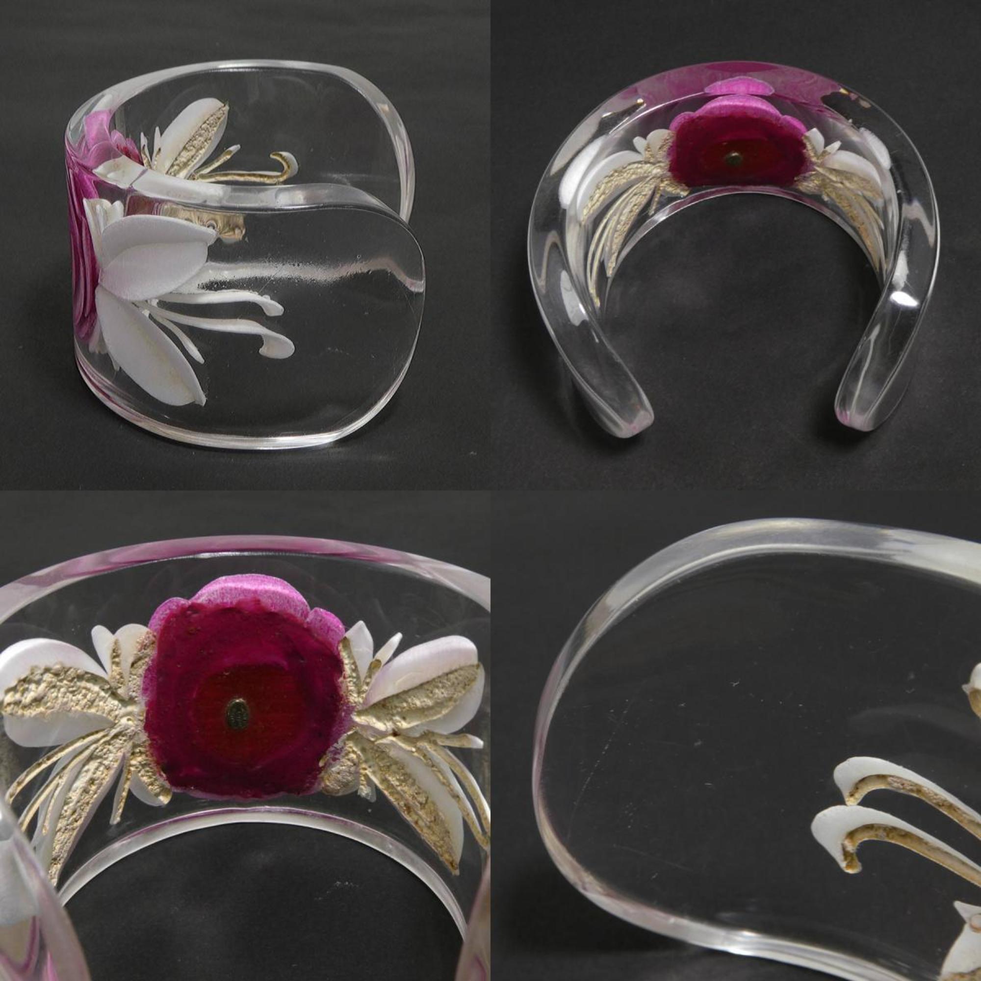 Bangle Resin Clear Pink White Bracelet