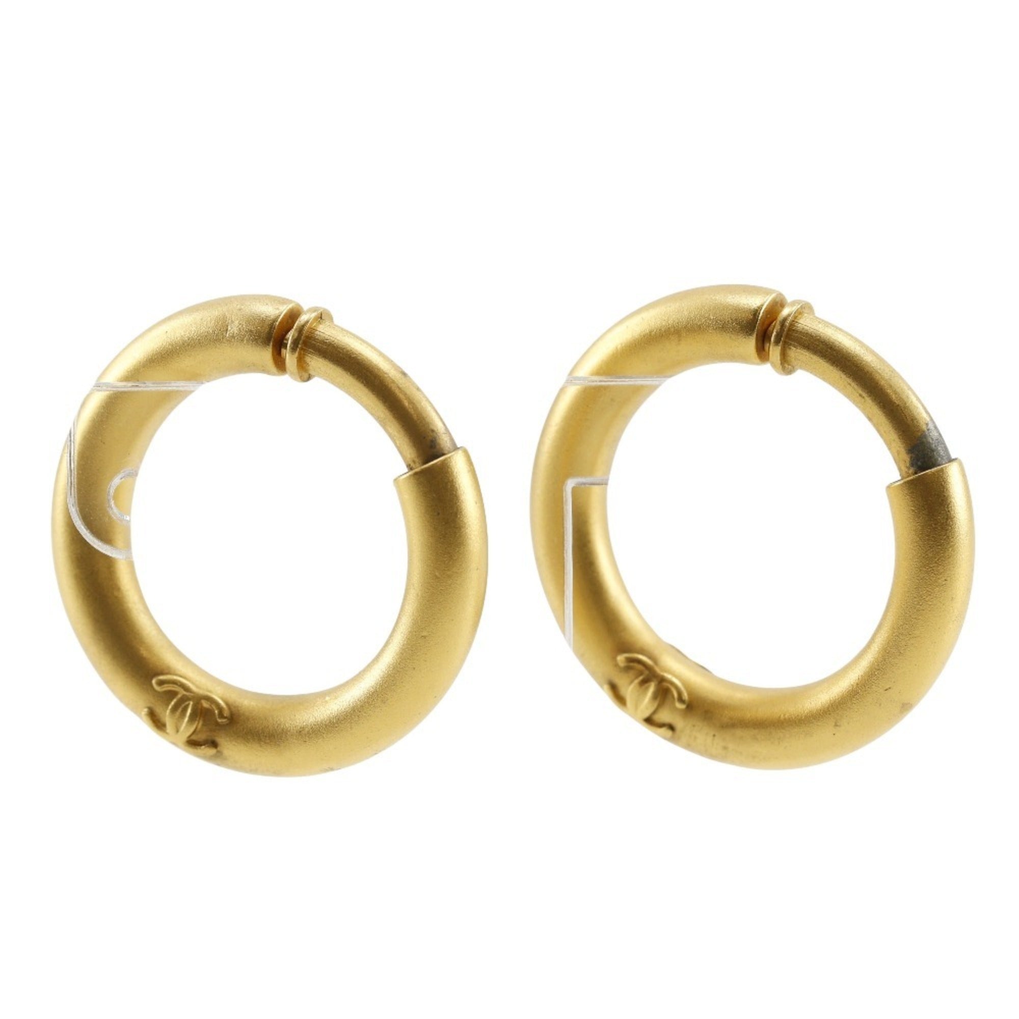 Vintage Clip-On Earrings Hoop Clip-On Gold-Tone Metal