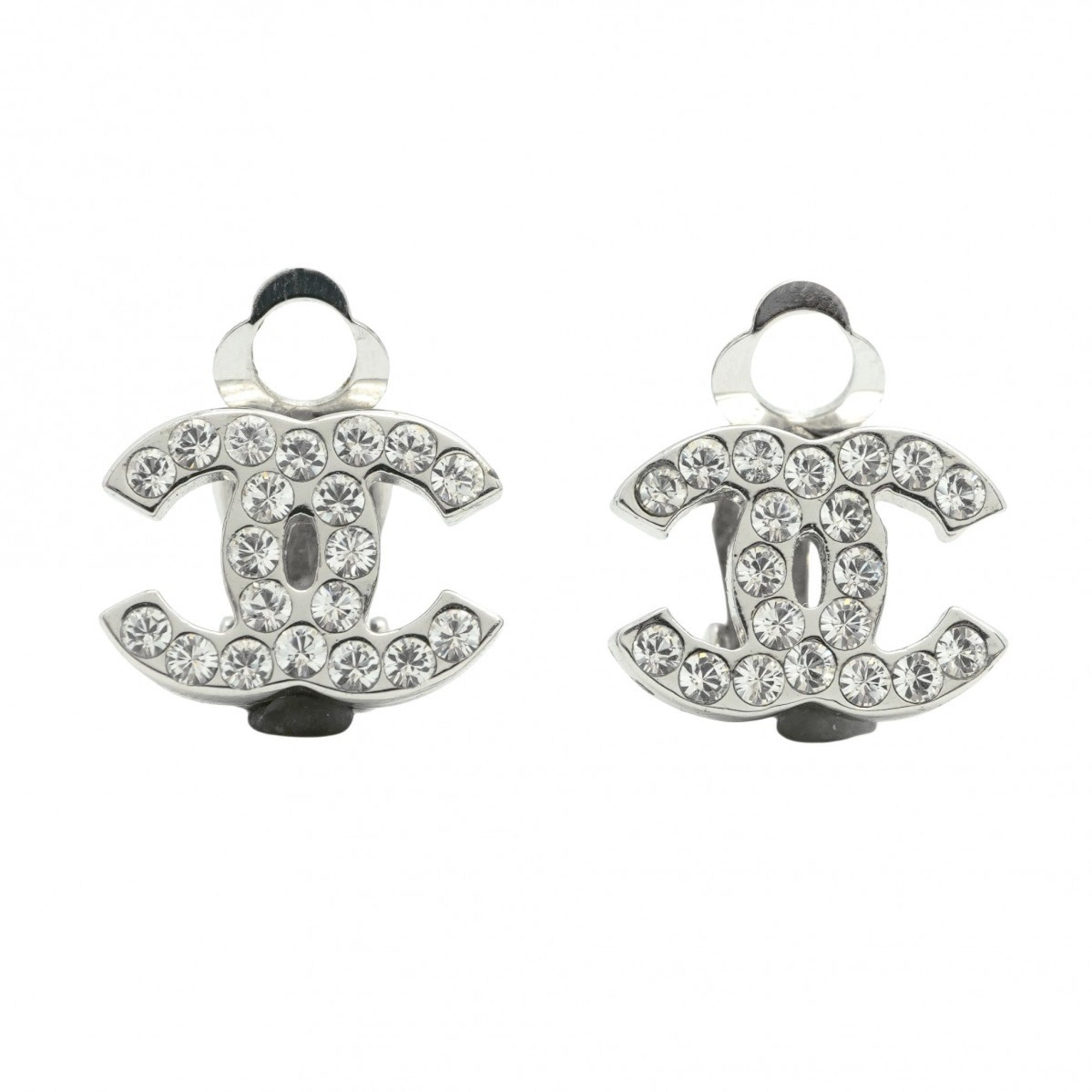 CC Logo Clip-On Earrings Silver-Tone Metal