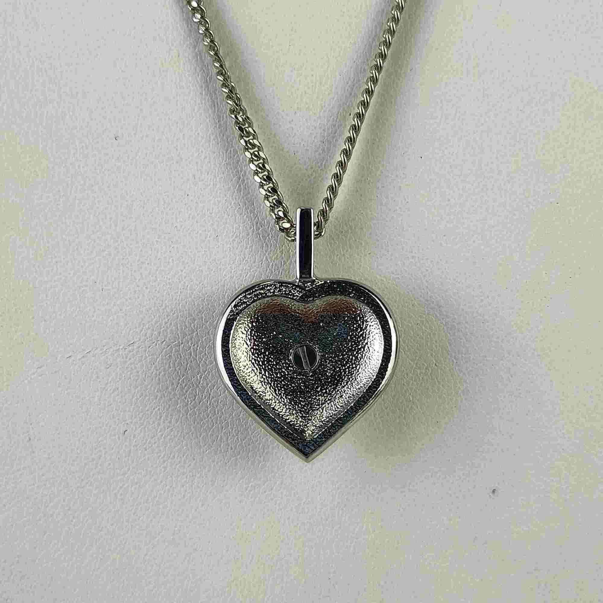 CC Logo Heart Pendant Necklace Silver-Tone Metal