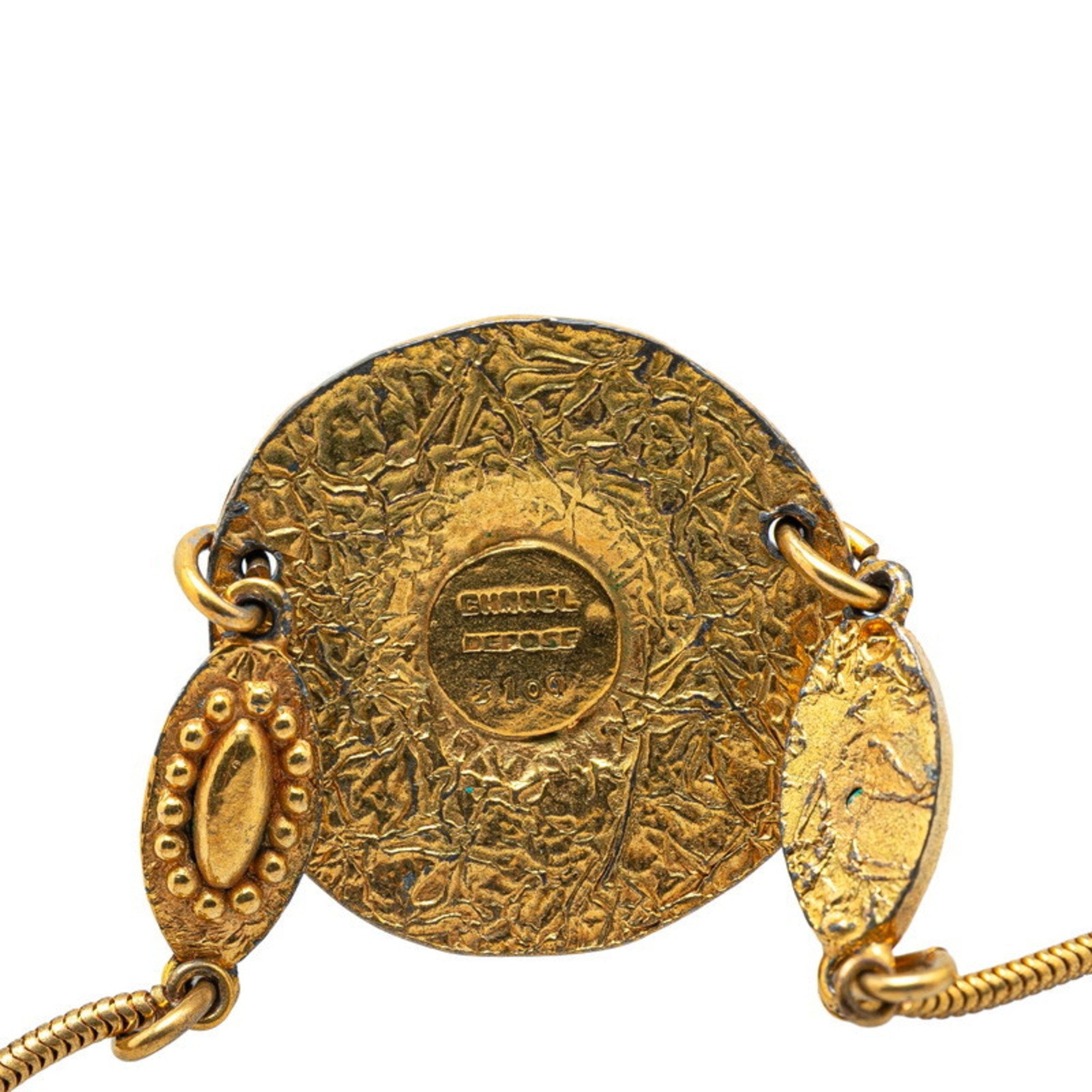 CC Logo Round Pendant Necklace Metal