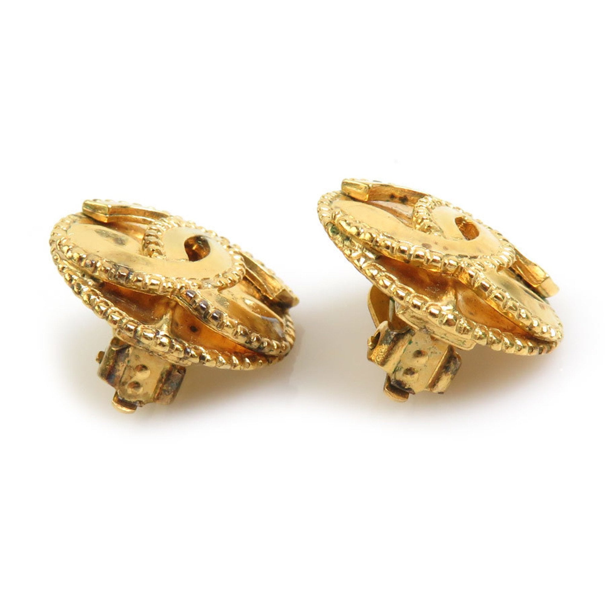 CC Logo Clip-On Earrings Gold-Tone Metal Gold-Tone Metal
