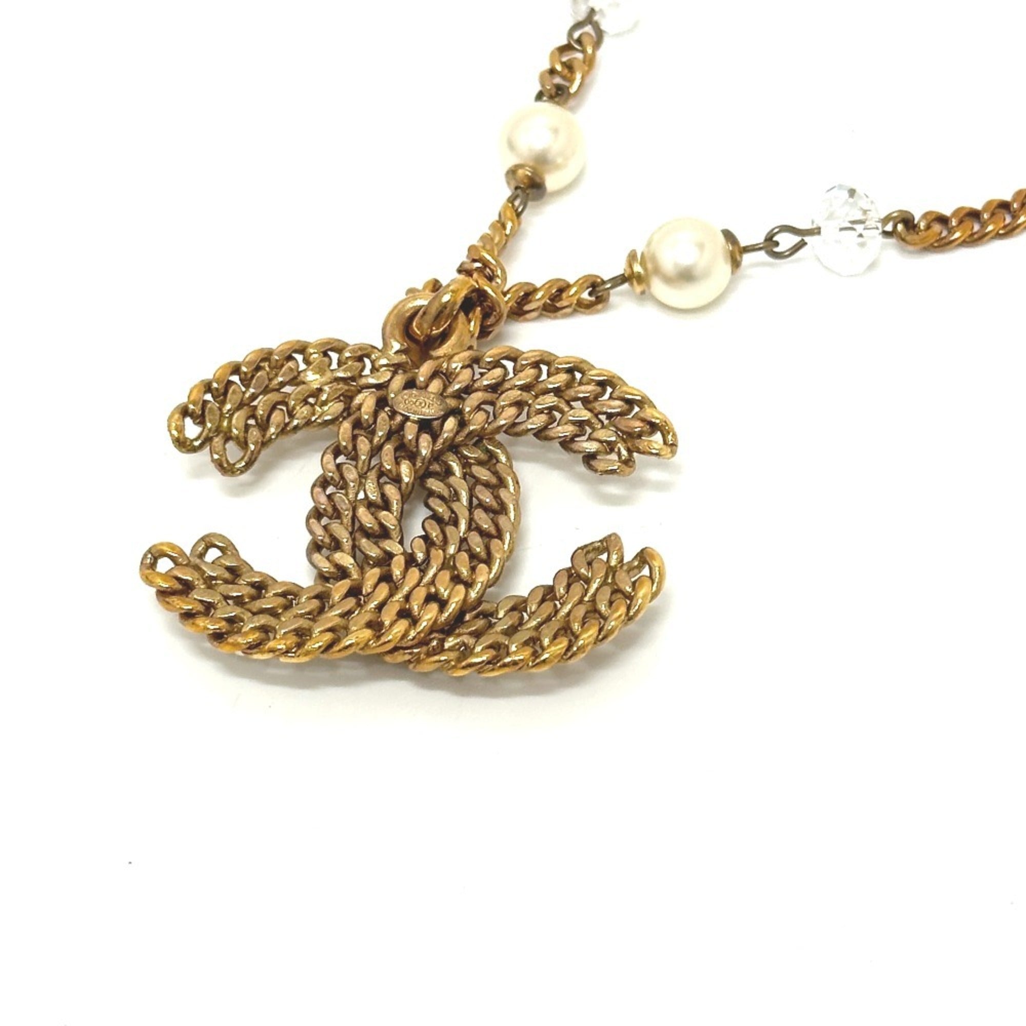 CC Logo Chain Pendant Necklace Gold-Tone Metal