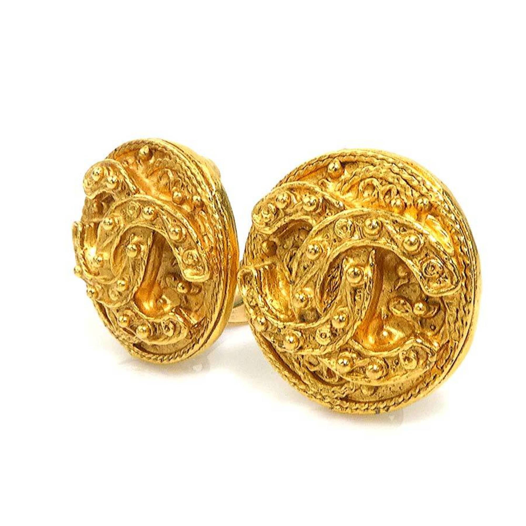 CC Logo Clip-On Earrings Gold-Tone Metal Gold-Tone Metal