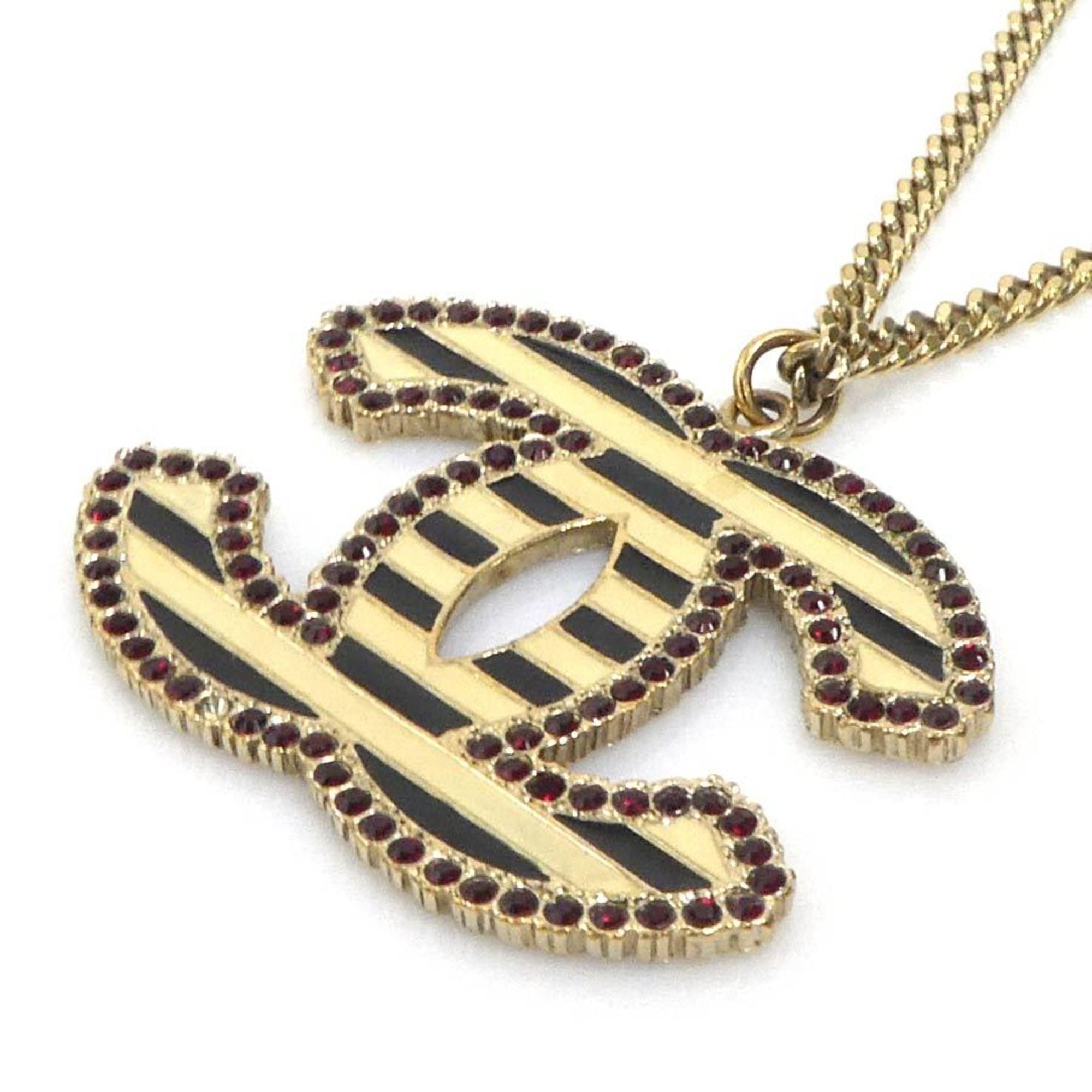 CC Logo Pendant Necklace Gold-Tone Metal