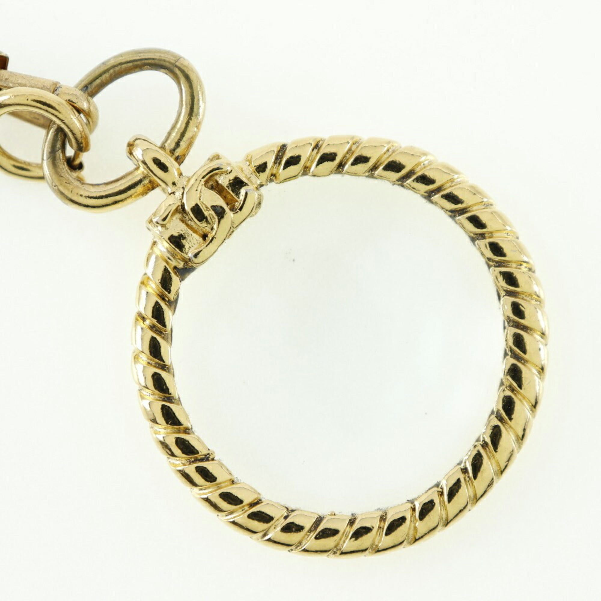 Vintage Loupe Pendant Necklace Metal Double Chain