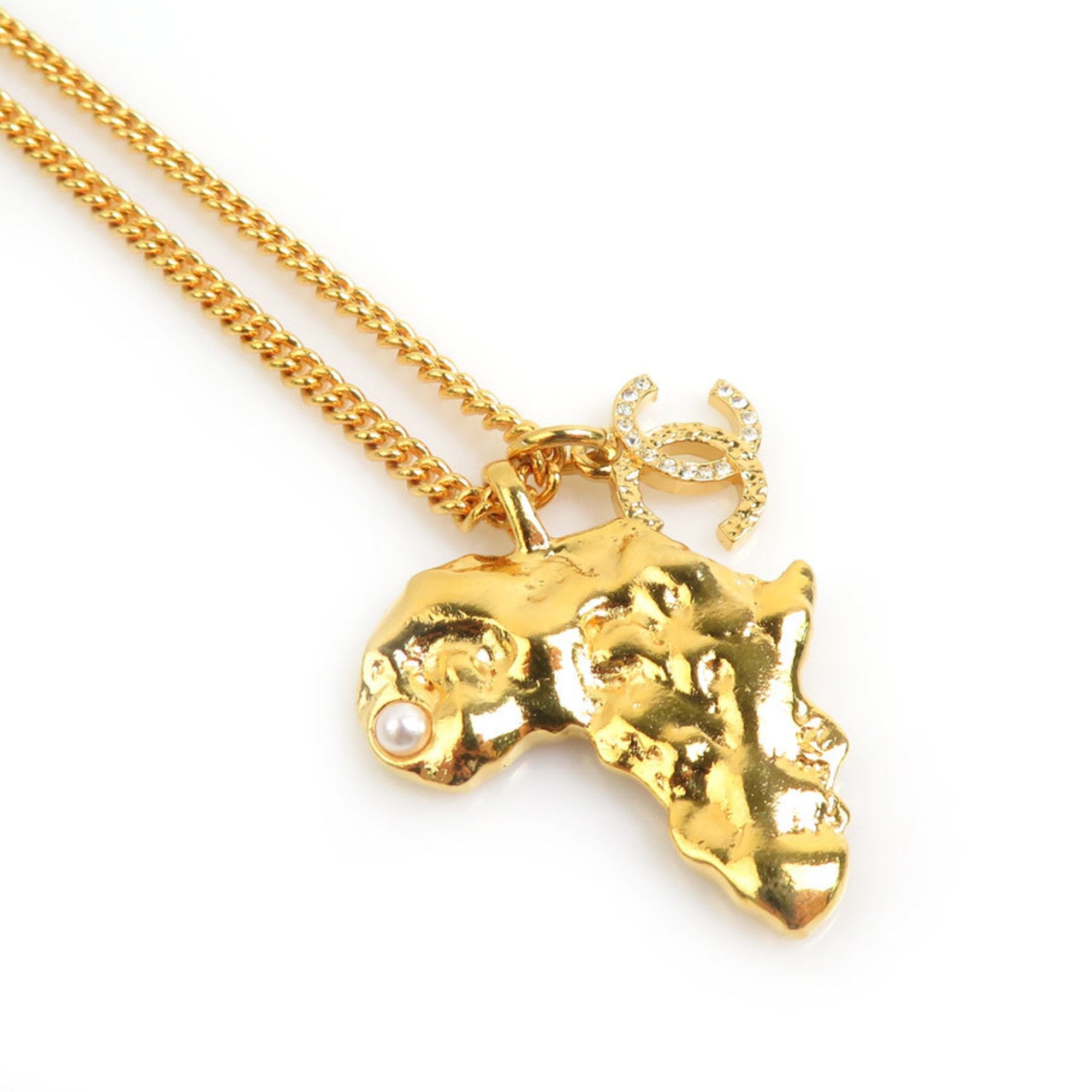 CC Logo Pendant Necklace Gold-Tone Metal