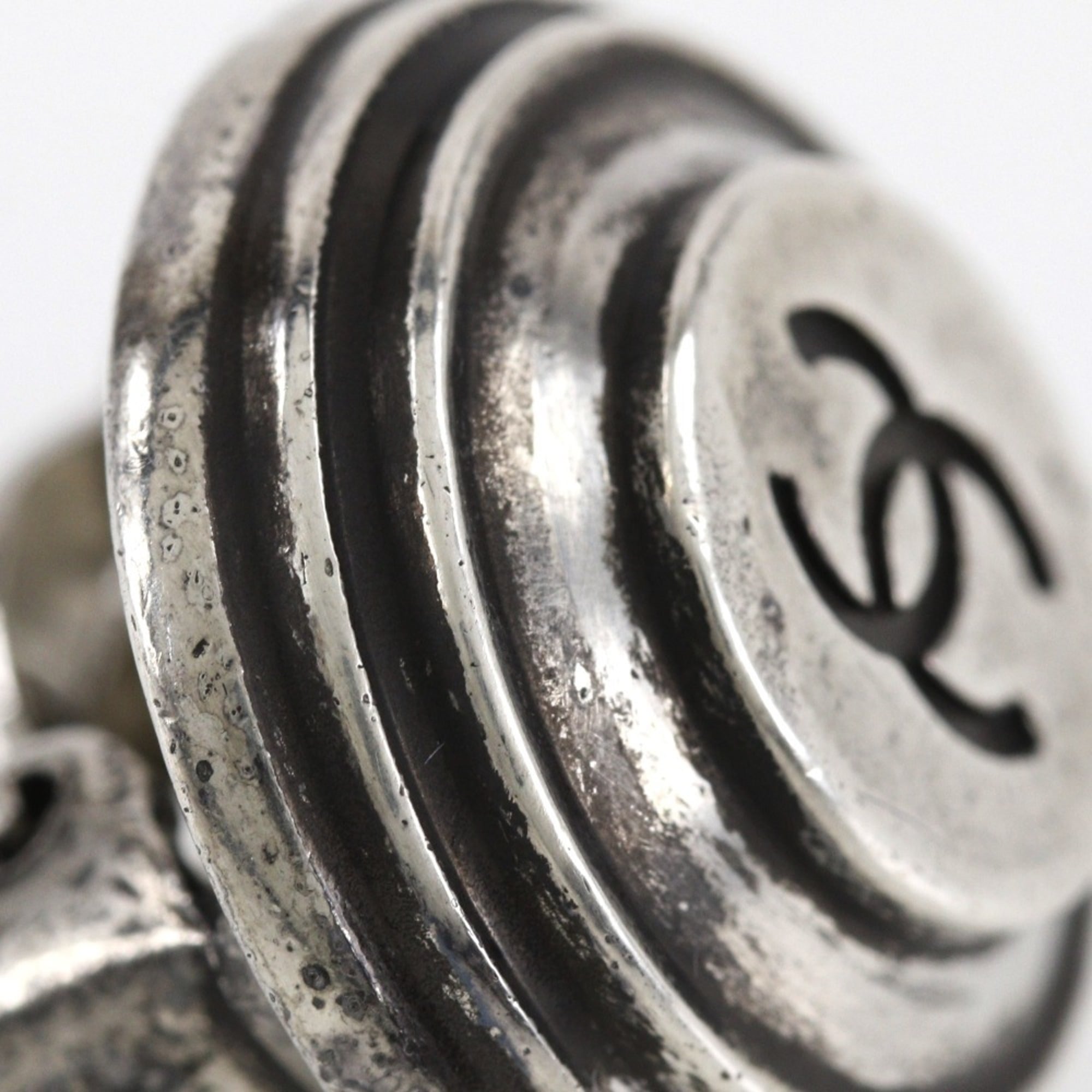 CC Logo Clip-On Earrings Sterling Silver Silver-Tone Metal