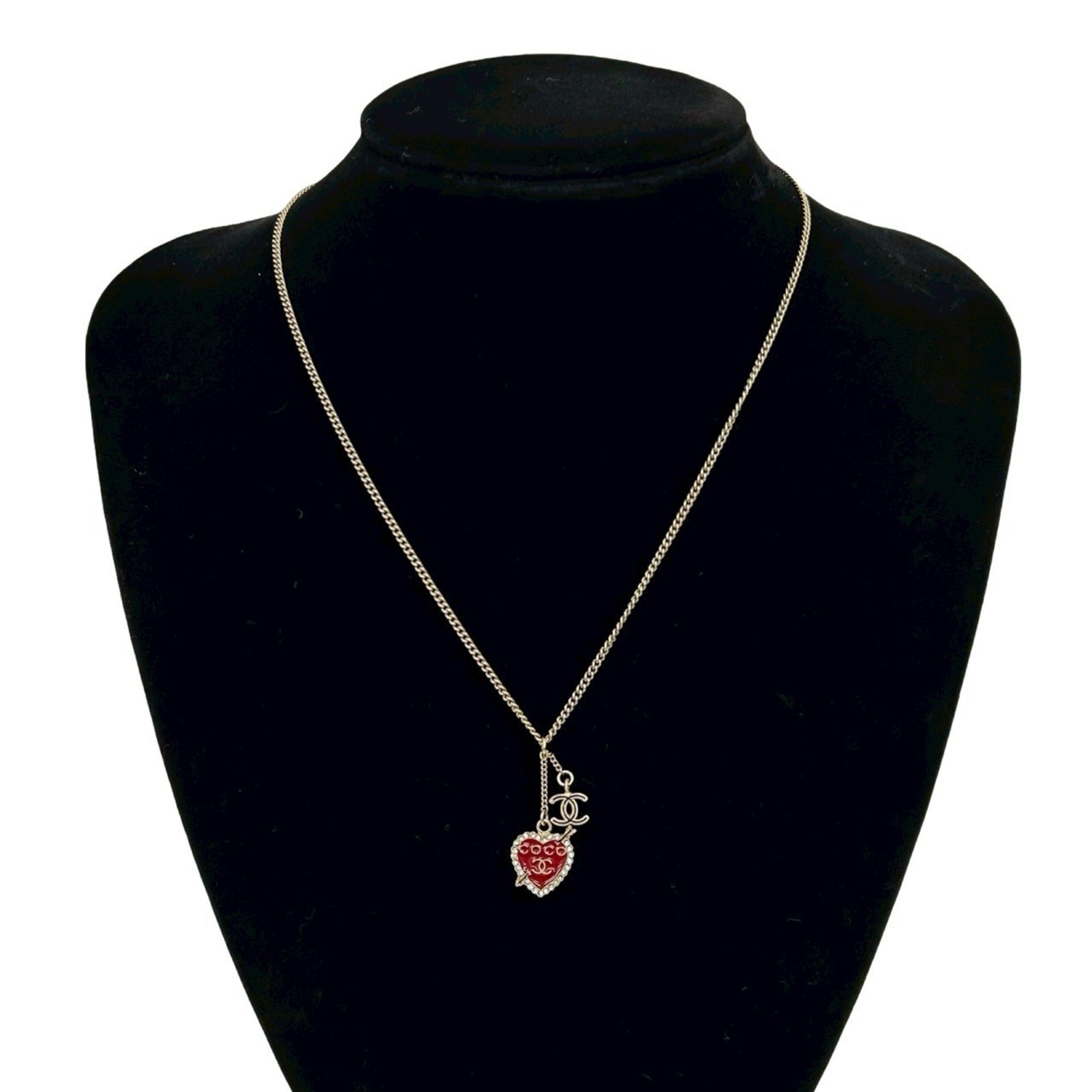 CC Logo Heart Pendant Necklace Metal