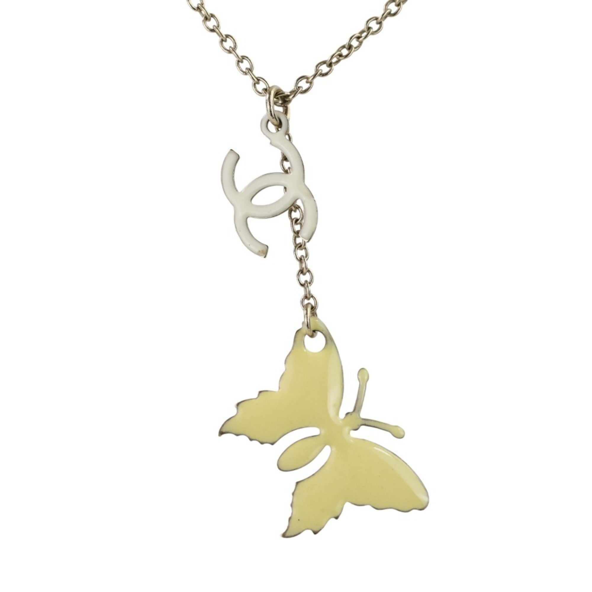 CC Logo Butterfly Pendant Necklace Metal