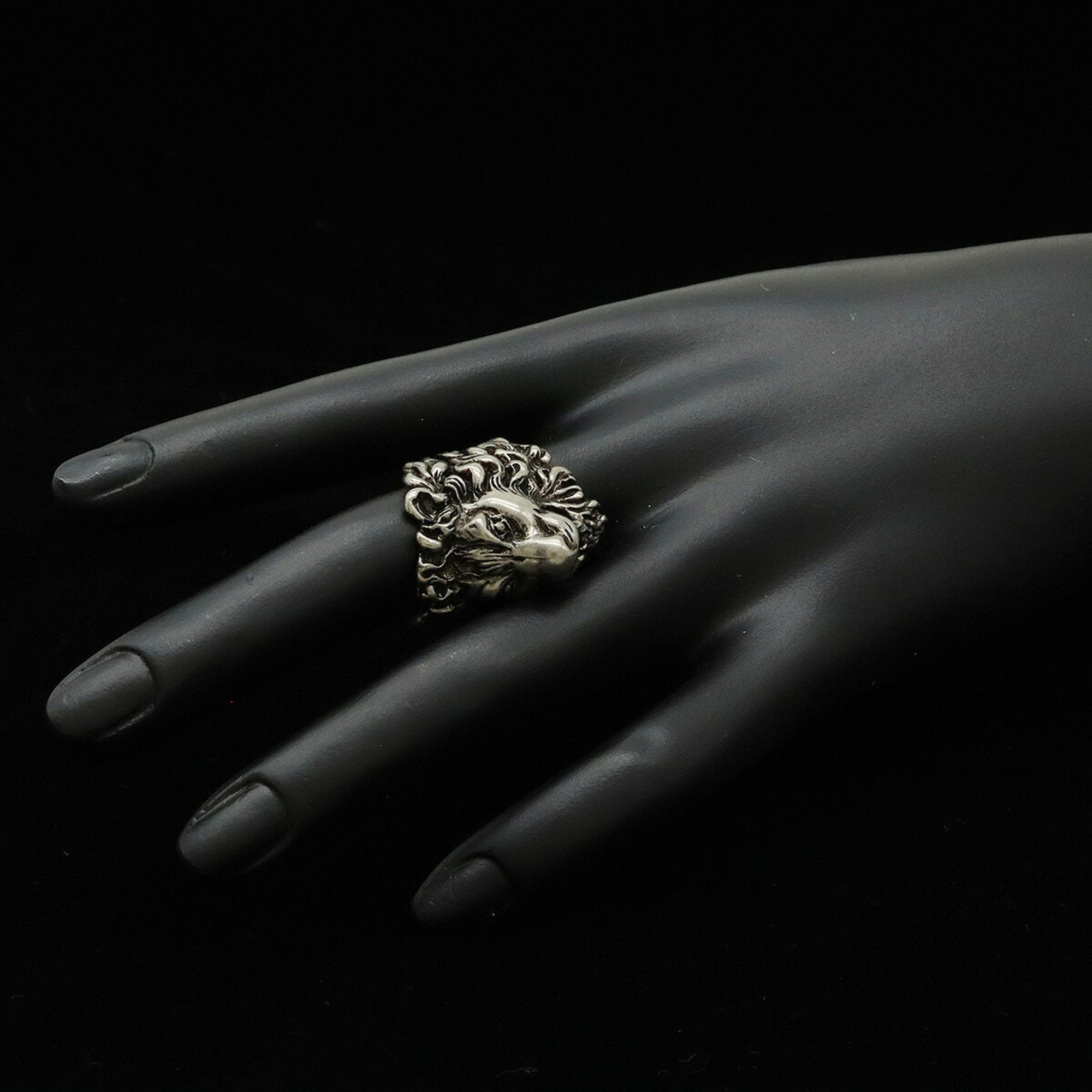 Lion Head Ring Metal Silver