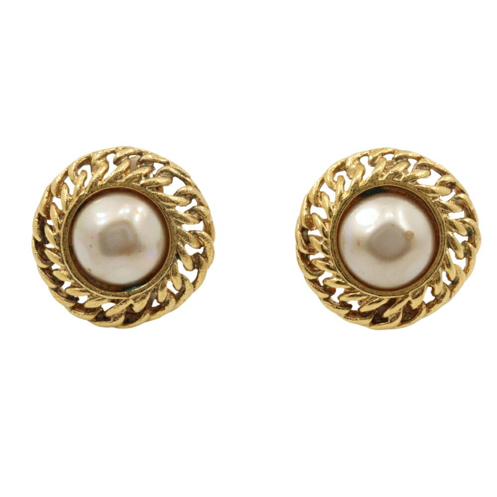 Earrings Pearl Gold-Tone Metal