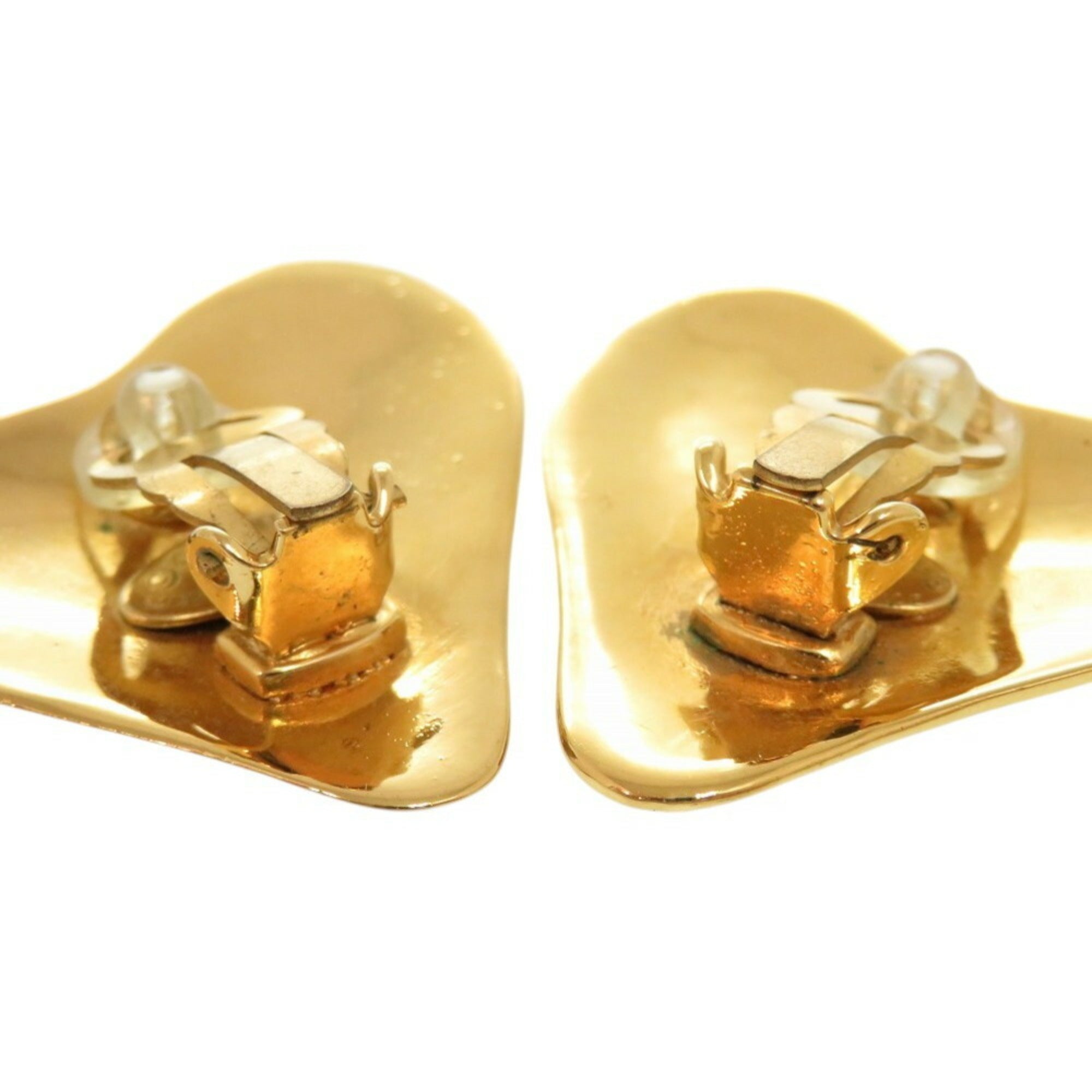 CC Logo Heart Clip-On Earrings Gold-Tone Metal Gold-Tone Metal