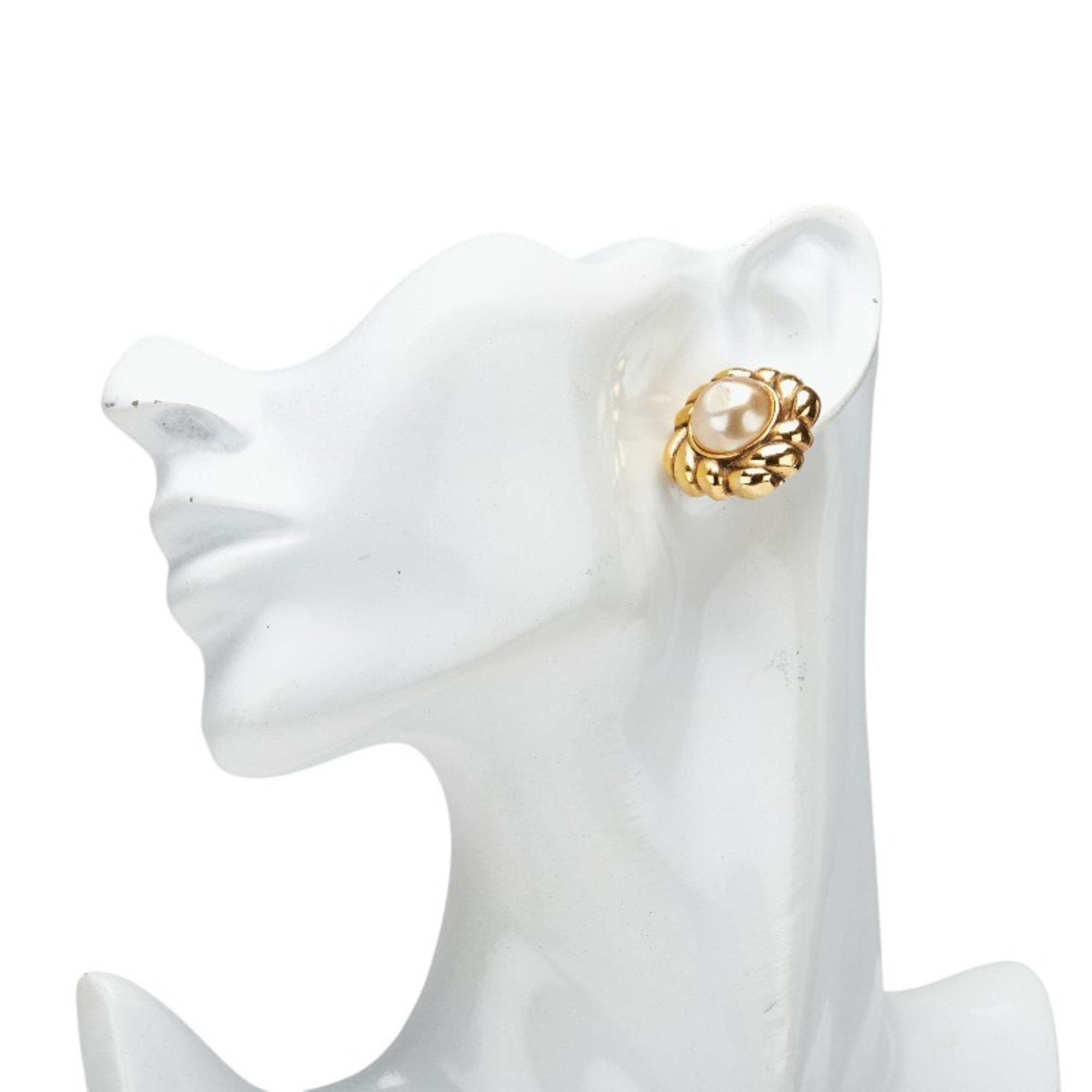 Earrings Pearl Gold-Tone Metal