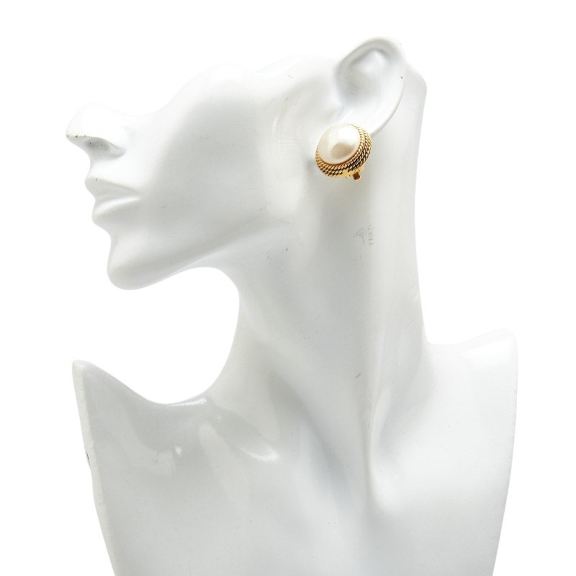 Earrings Pearl Gold-Tone Metal