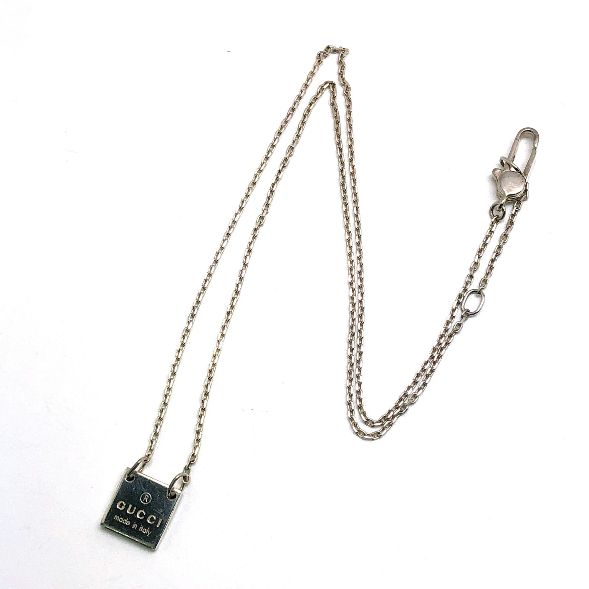 Square Plate Pendant Necklace Sterling Silver