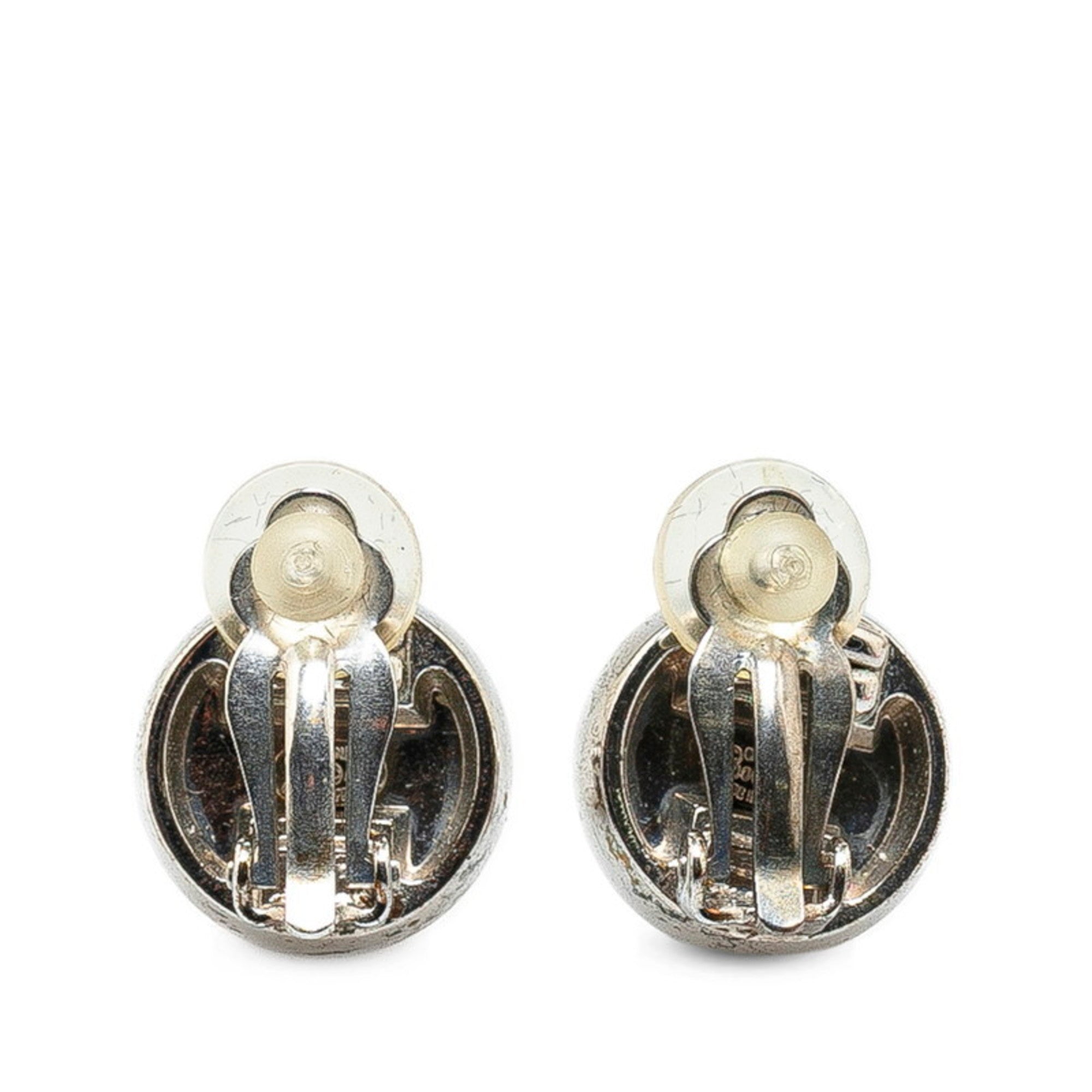 CC Logo Ball Clip-On Earrings Silver-Tone Metal Silver-Tone Metal