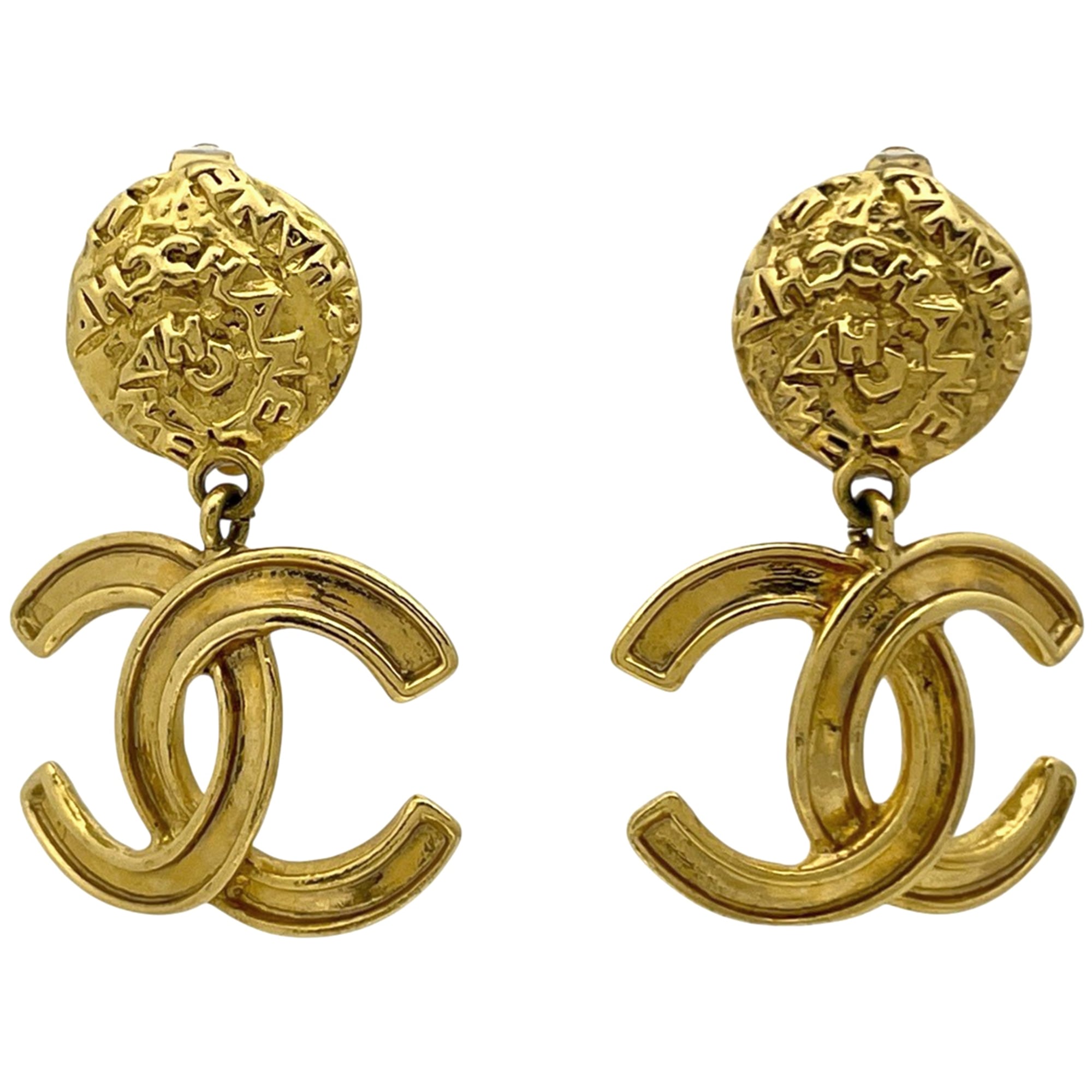 CC Logo Clip-On Earrings Metal Gold-Tone Metal