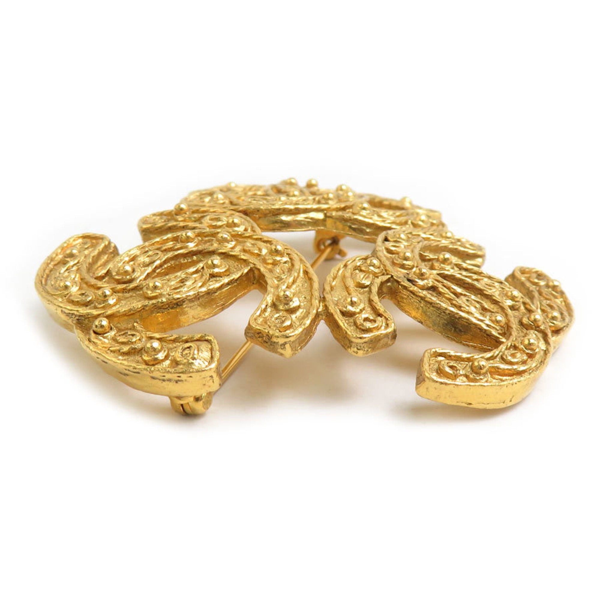 CC Logo Brooch Gold-Tone Metal