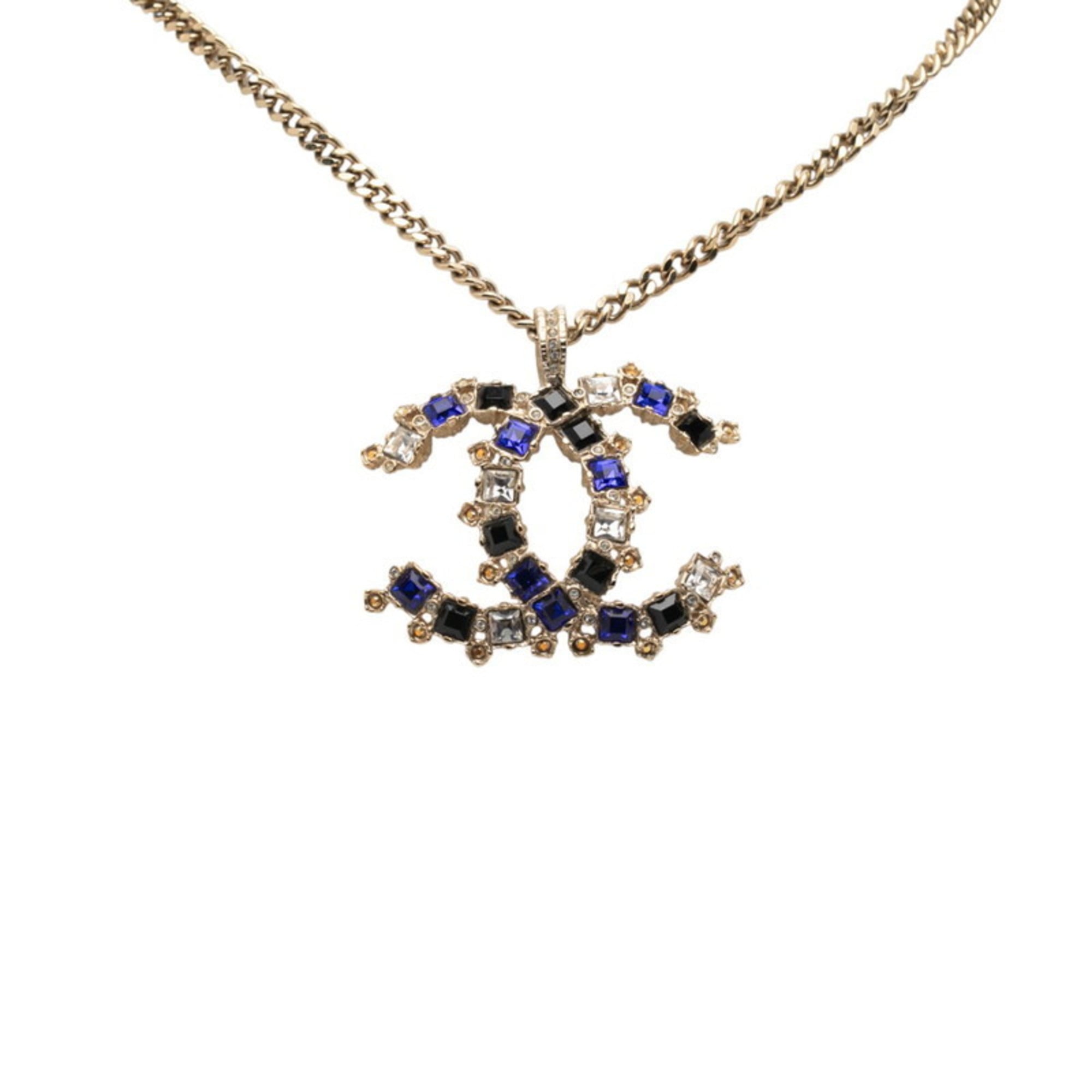 CC Logo Pendant Necklace Gold-Tone Metal