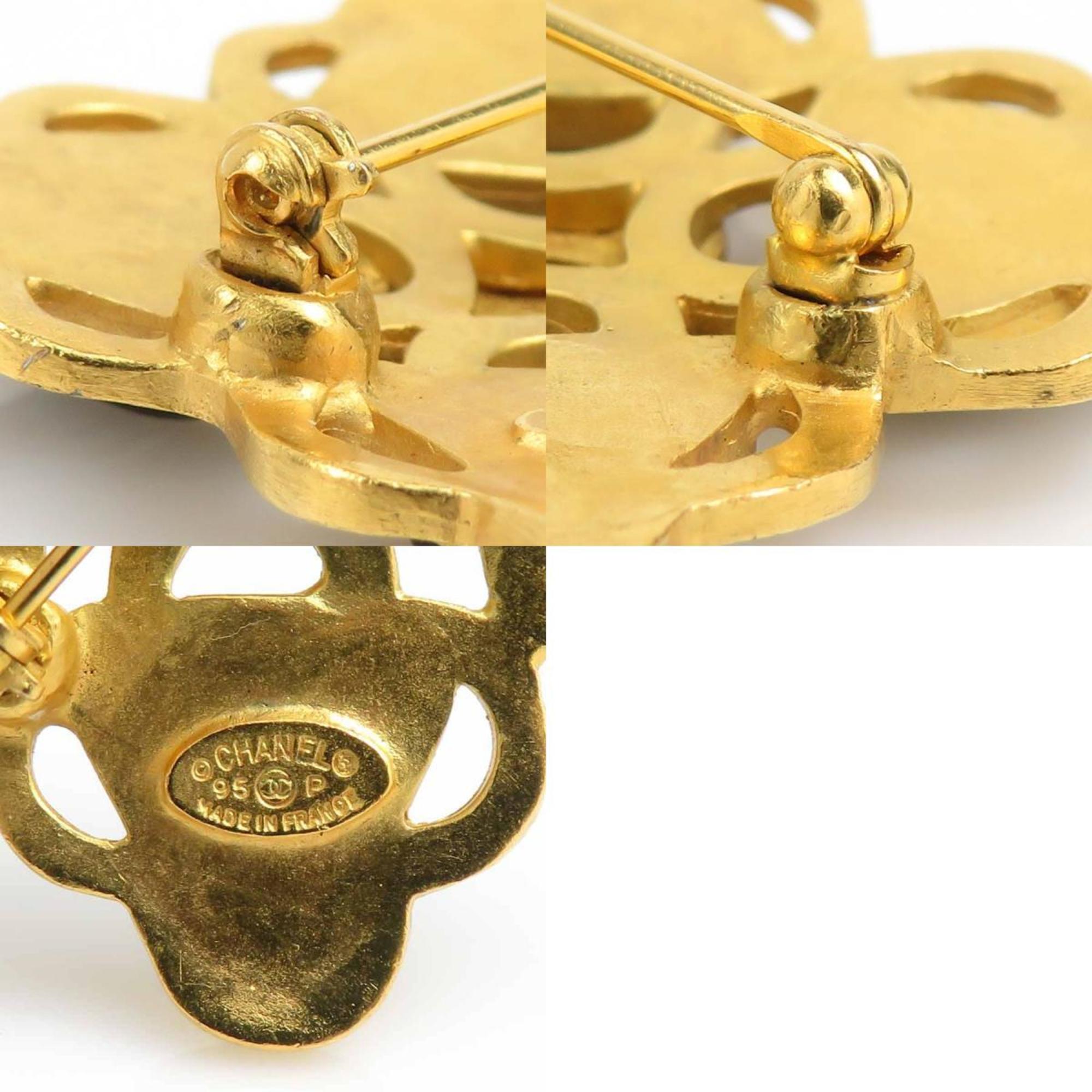 CC Logo Brooch Gold-Tone Metal