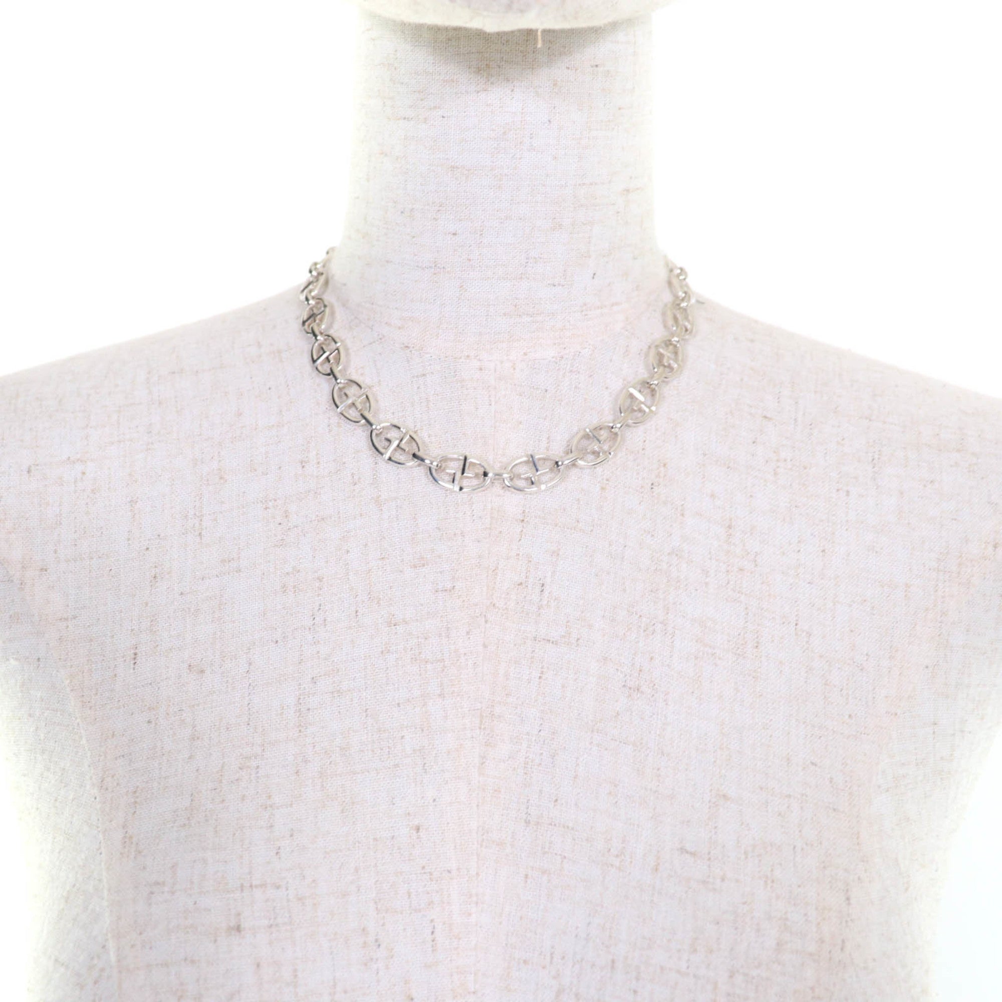 Vintage Double G Anchor Chain Necklace Sterling Silver
