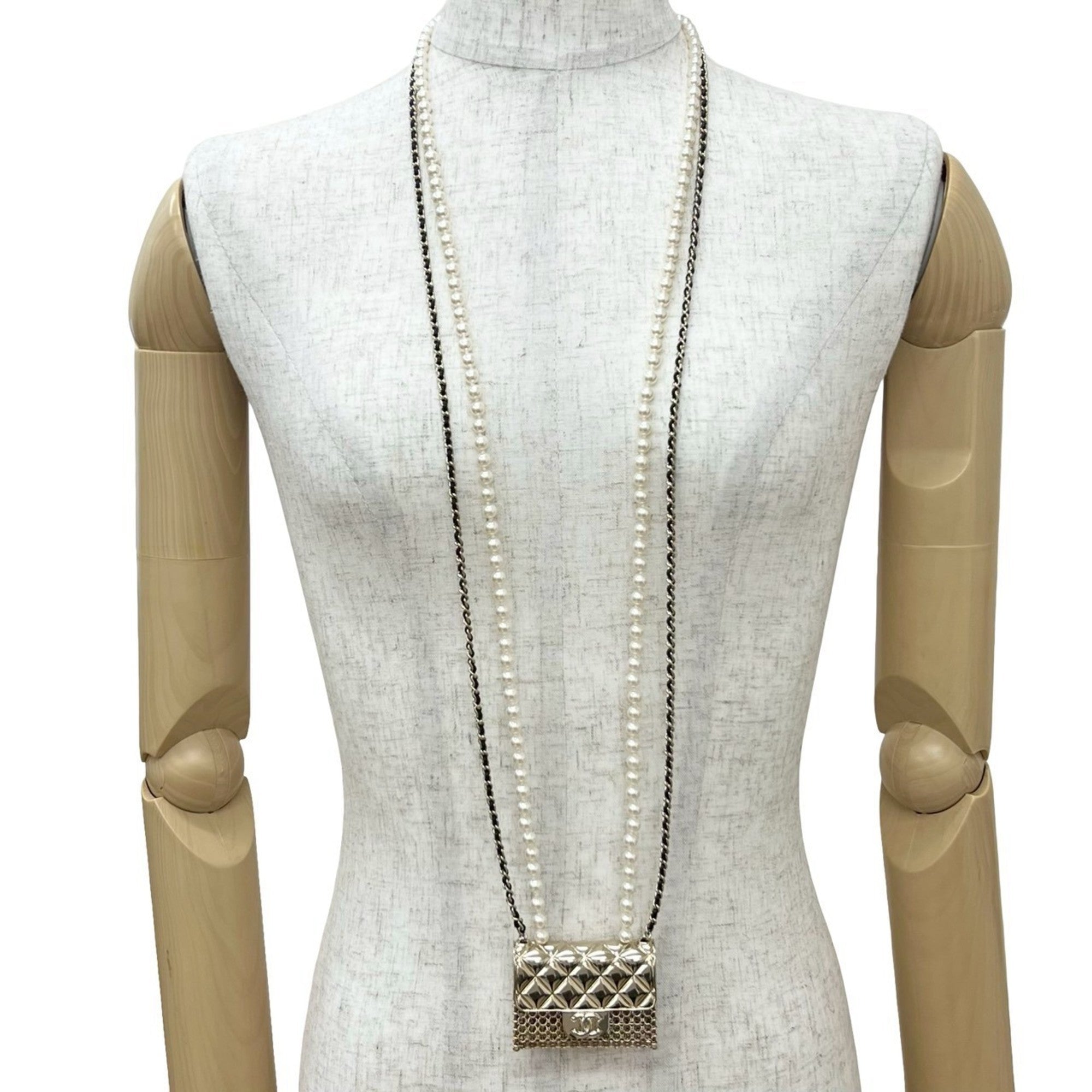 CC Logo Chain Pendant Necklace Gold-Tone Metal