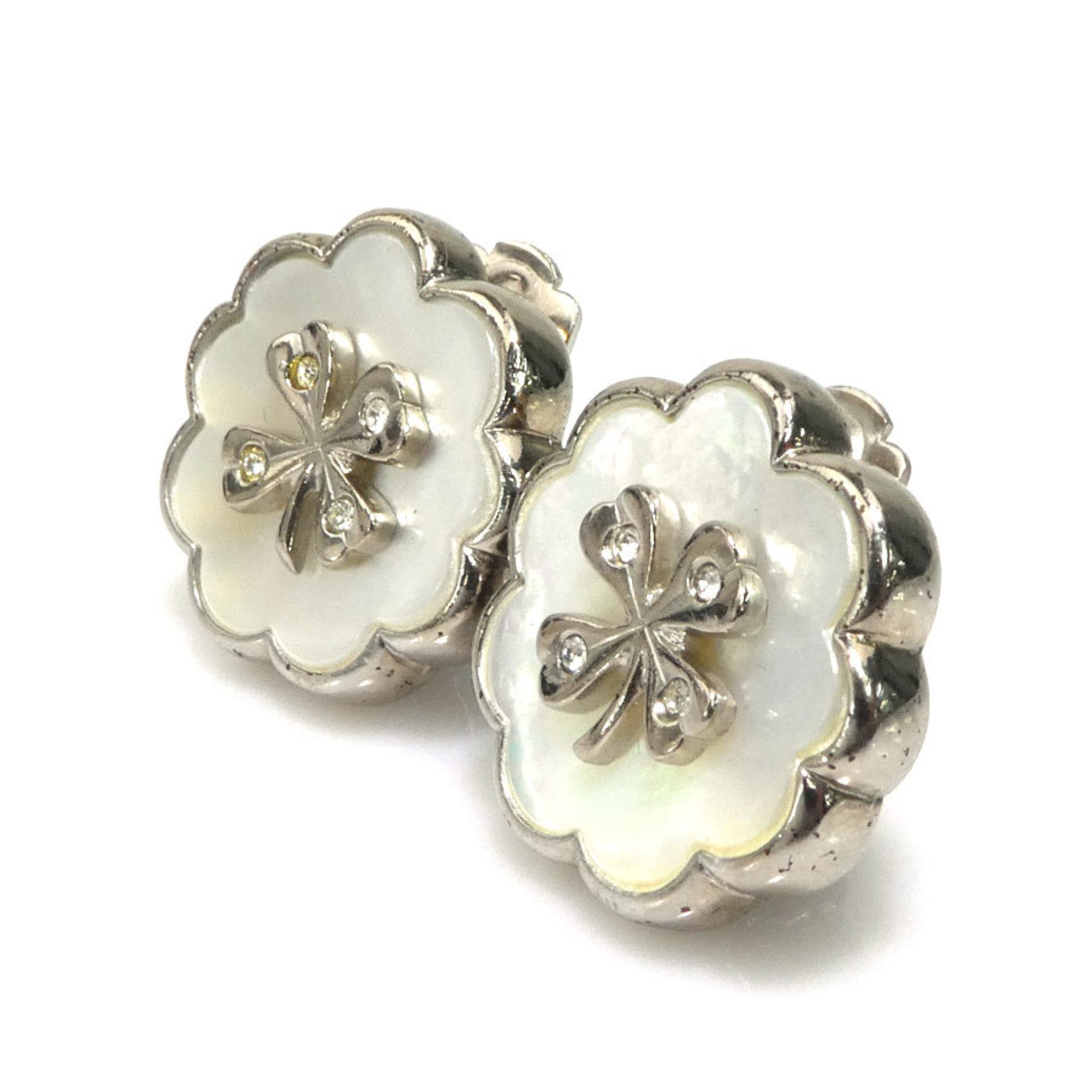 Clip-On Earrings Metal and Shell
