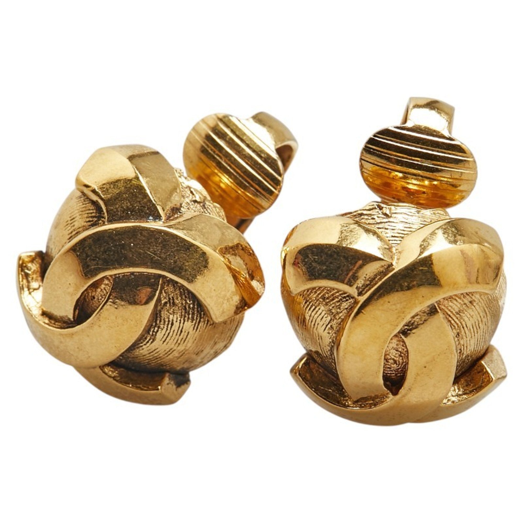 CC Logo Clip-On Earrings Metal Gold-Tone Metal