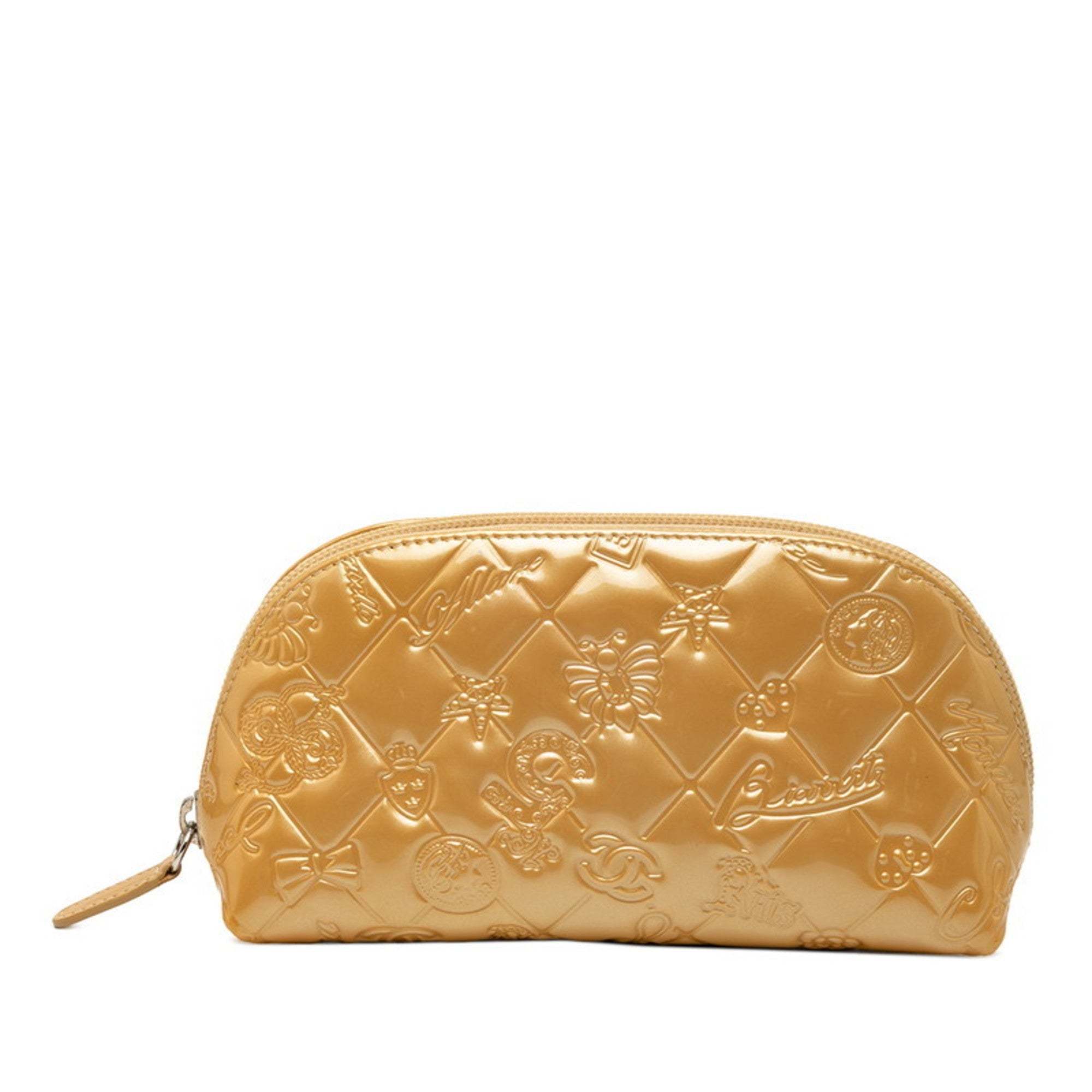 Lucky Symbols Pochette Embossed Quilted Patent