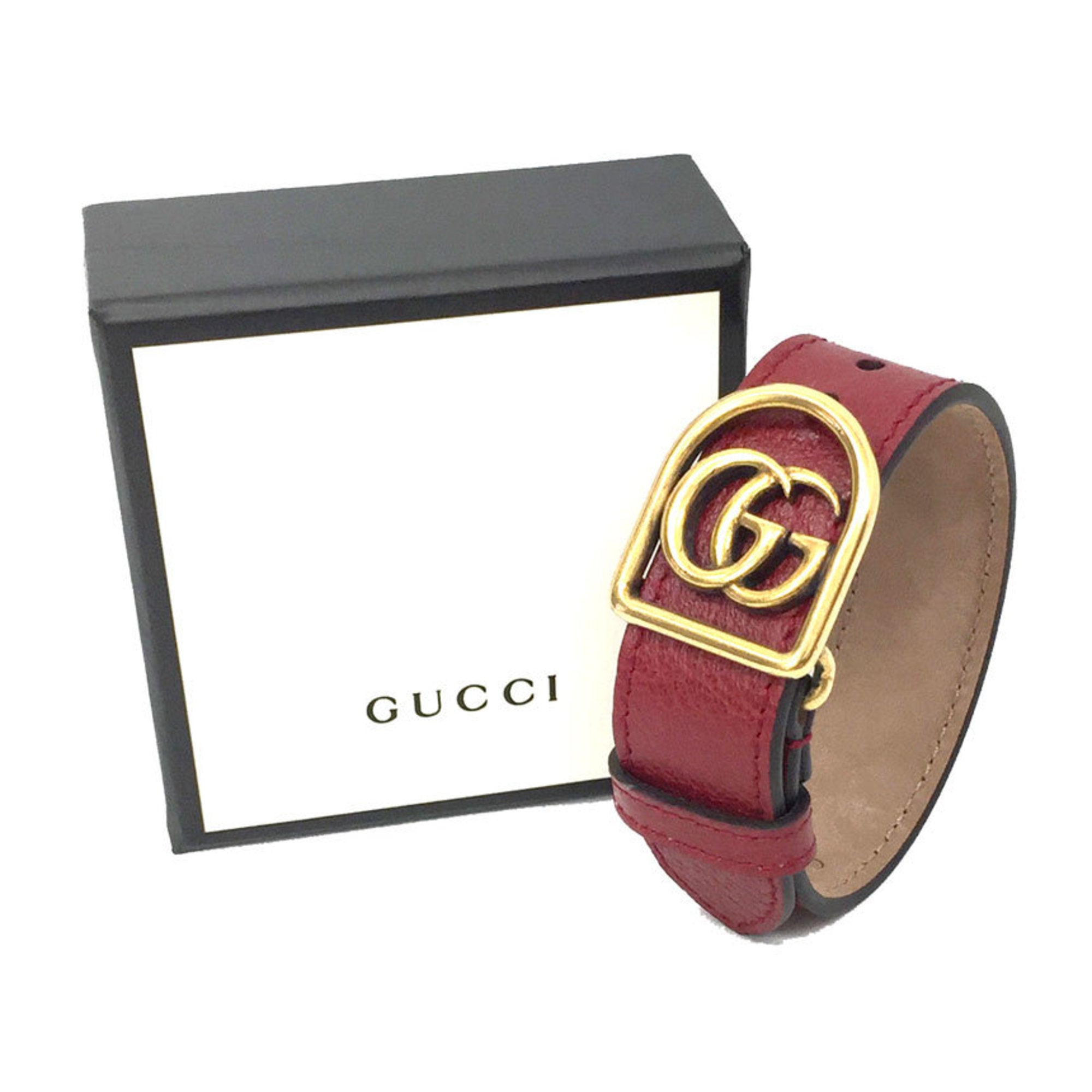GG Marmont Bracelet Leather and Metal Red and Gold