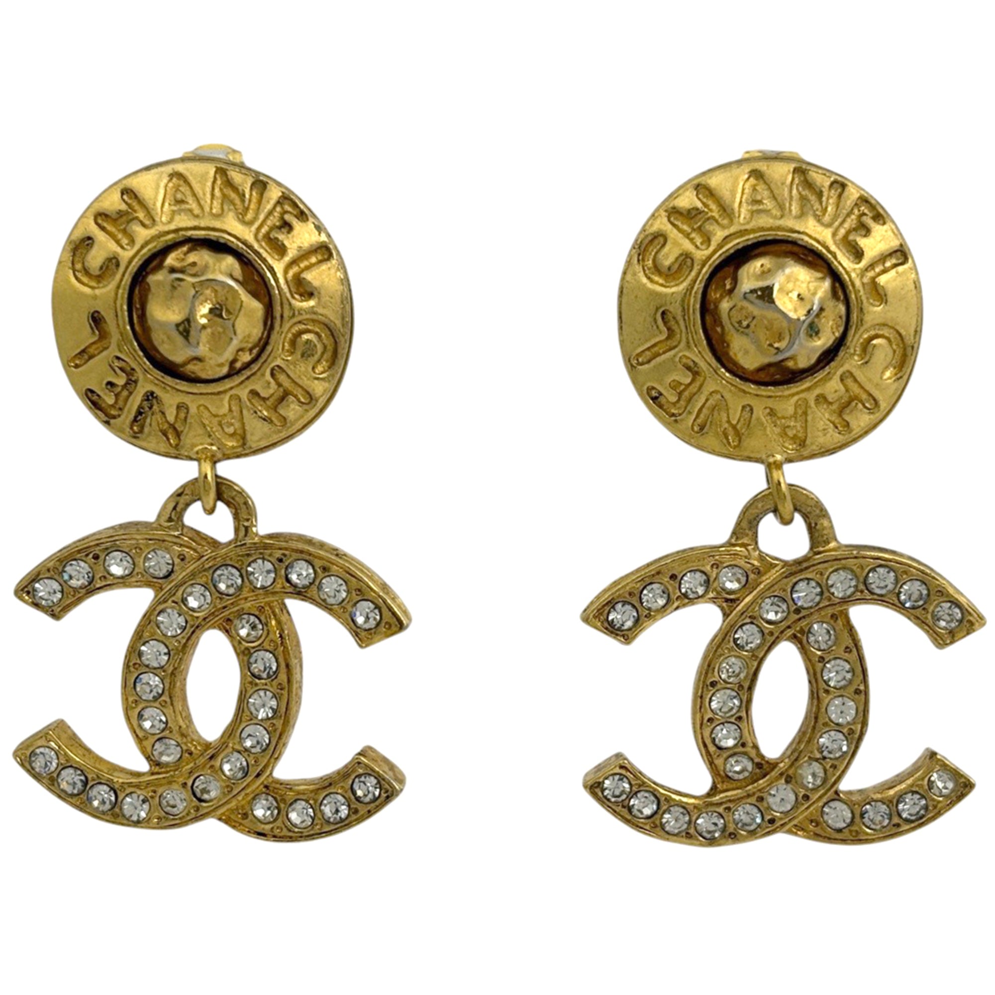 CC Logo Clip-On Earrings Metal Gold-Tone Metal