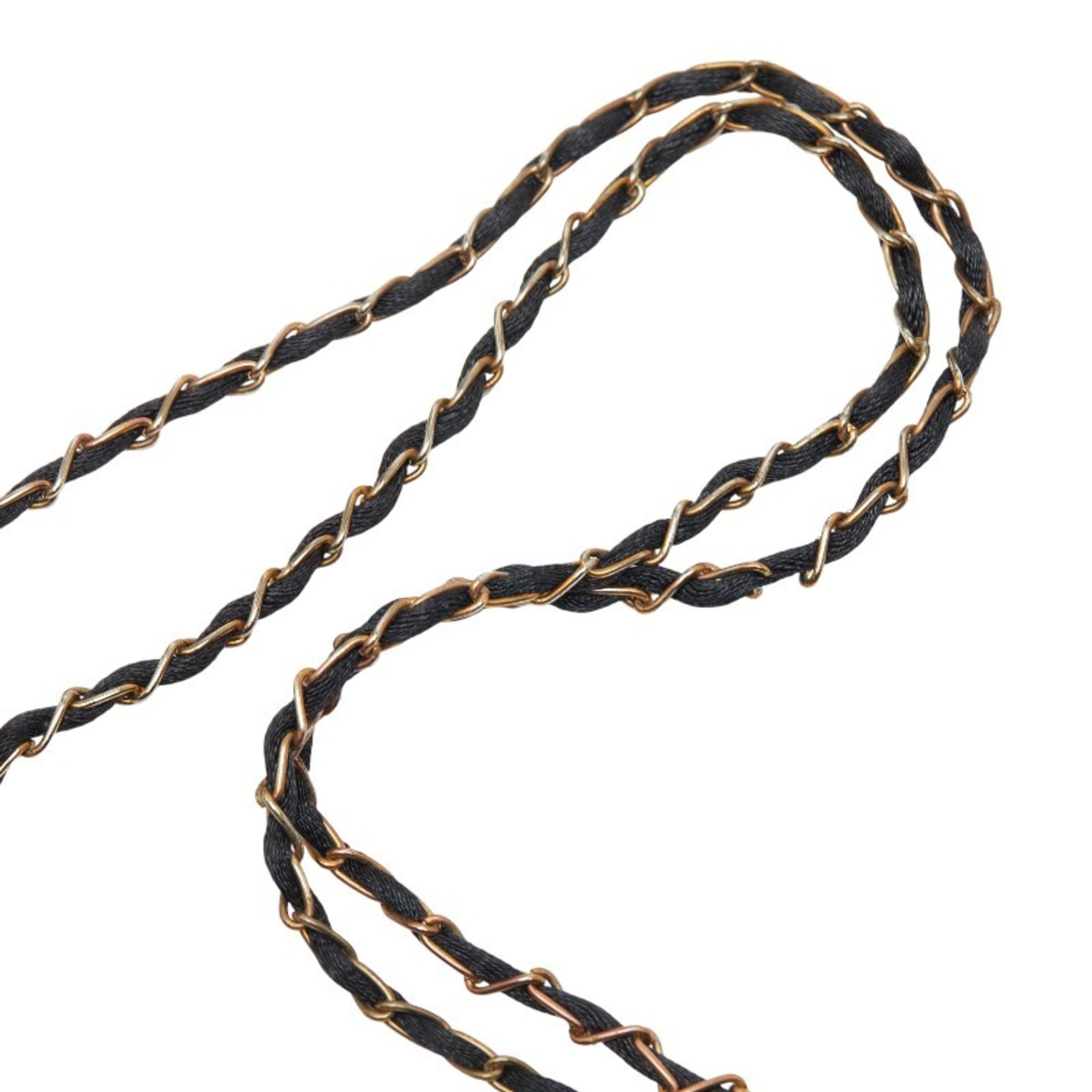 Pendant Necklace Nylon Black and Gold