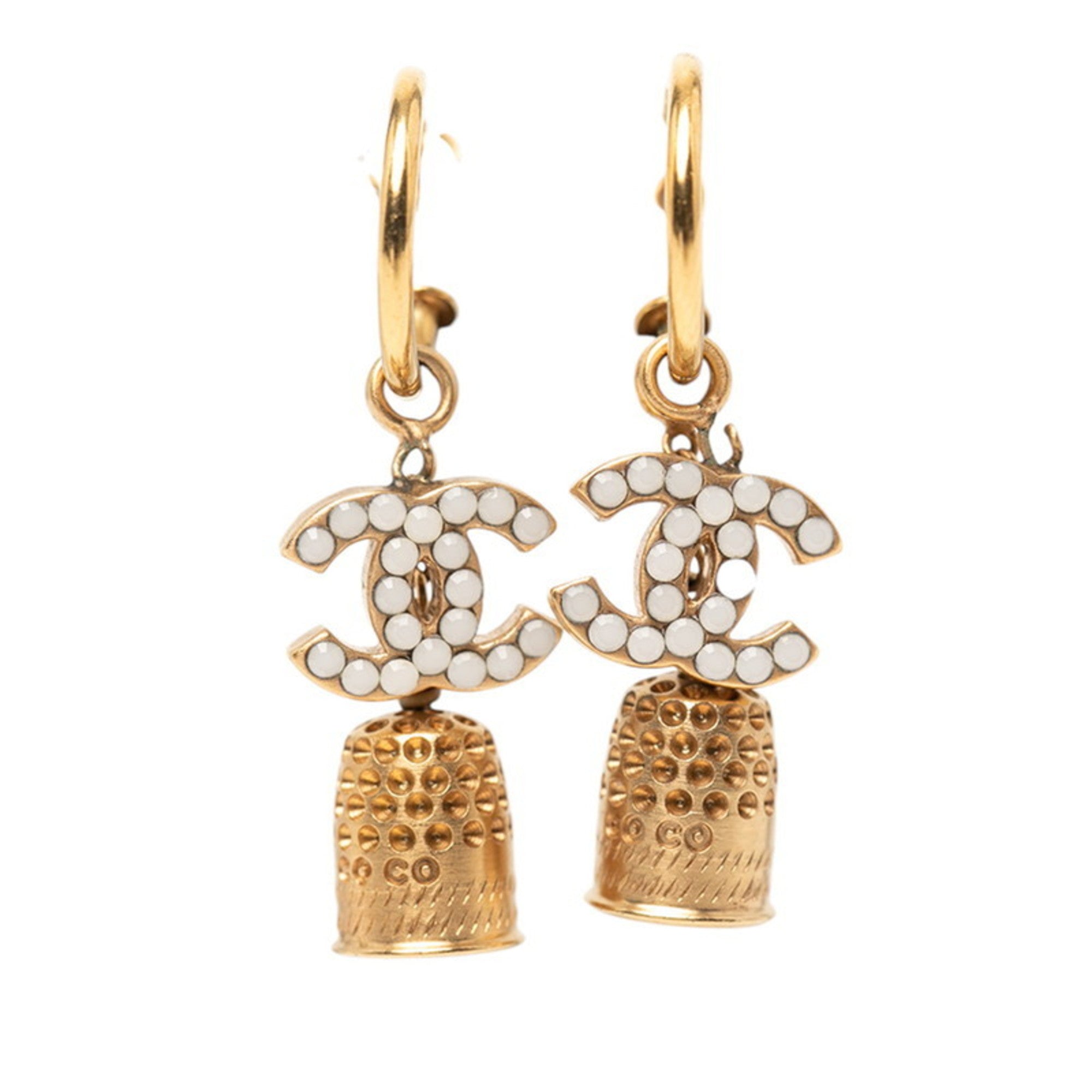 CC Logo Hoop Earrings Metal Gold-Tone Metal