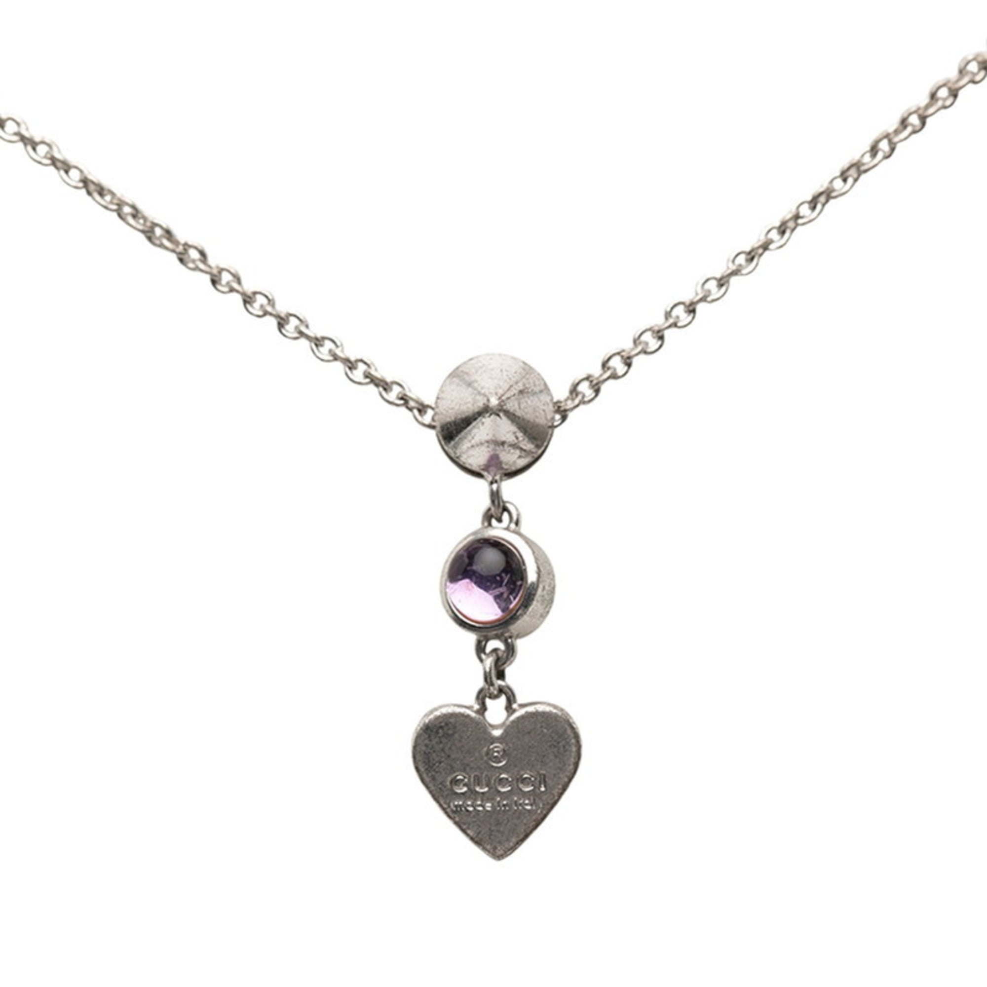 Heart Stud Pendant Necklace Sterling Silver