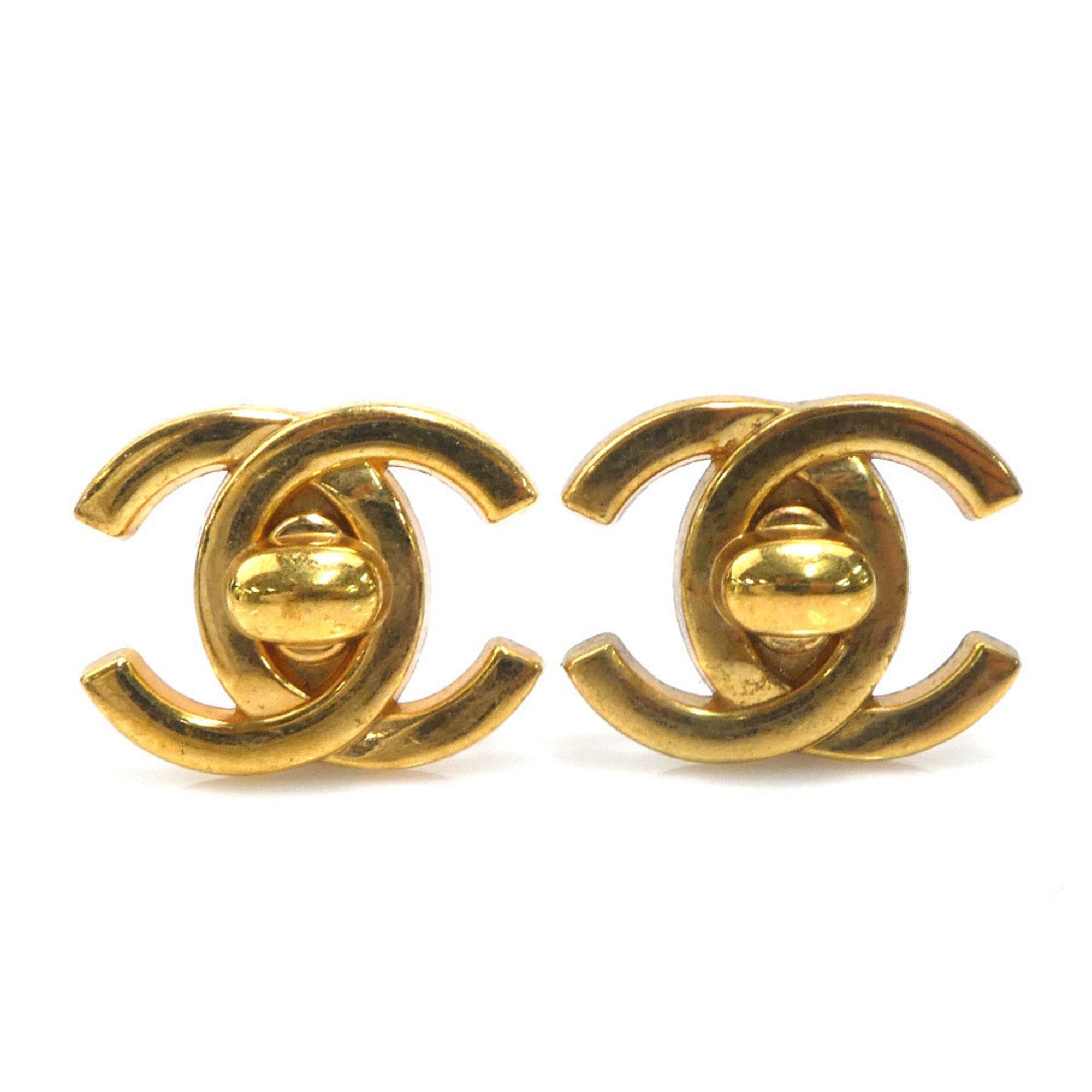 CC Logo Clip-On Earrings Gold-Tone Metal Gold-Tone Metal