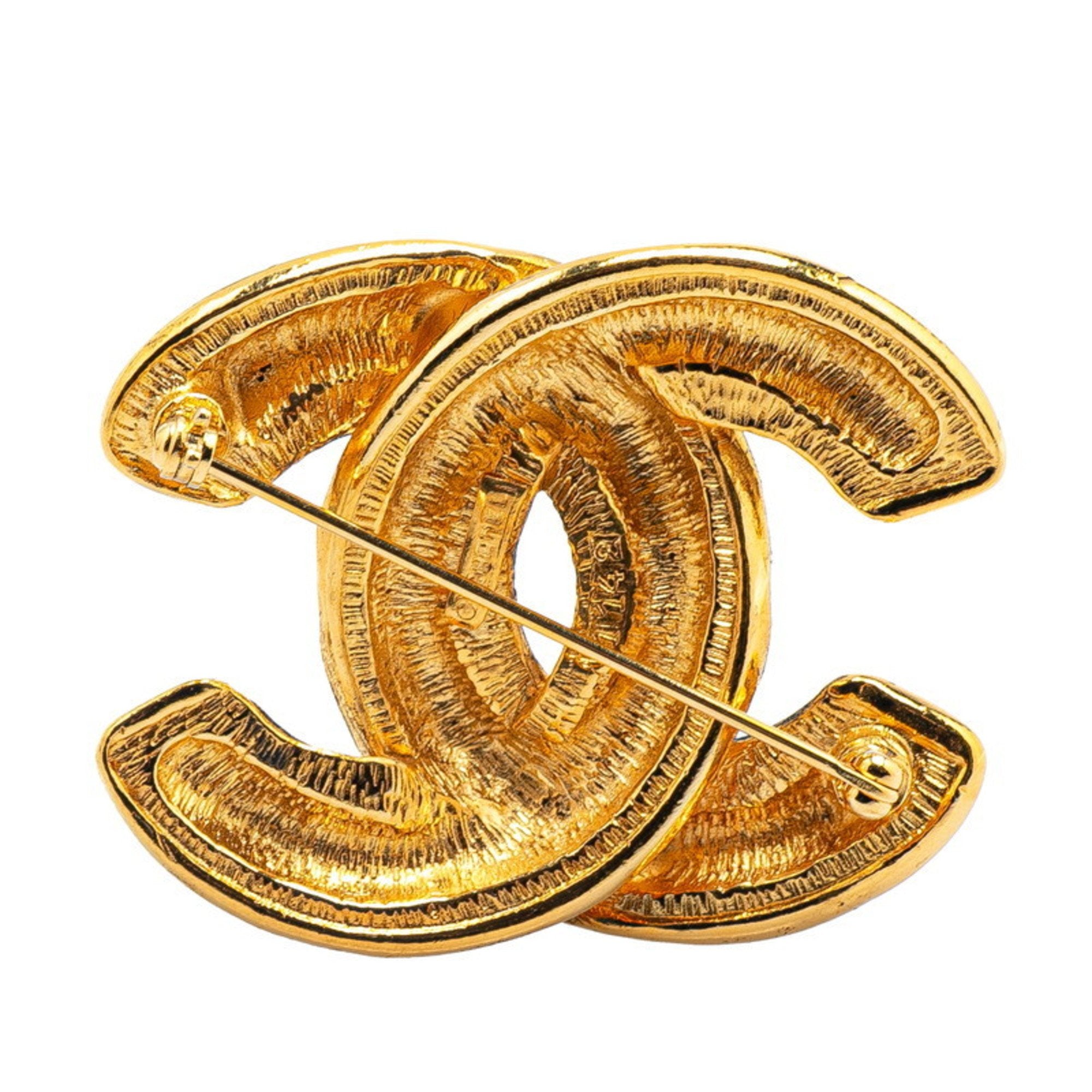 CC Logo Brooch Gold-Tone Metal